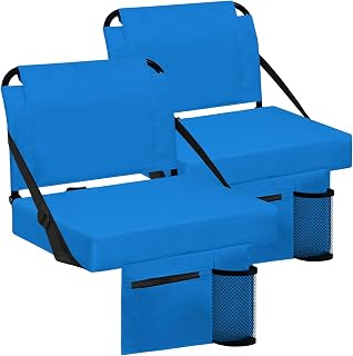 Stadium Seat for Bleachers with Back Support and Wide Padded Cushion Stadium Chair - Includes Shoulder Strap and Cup Holder