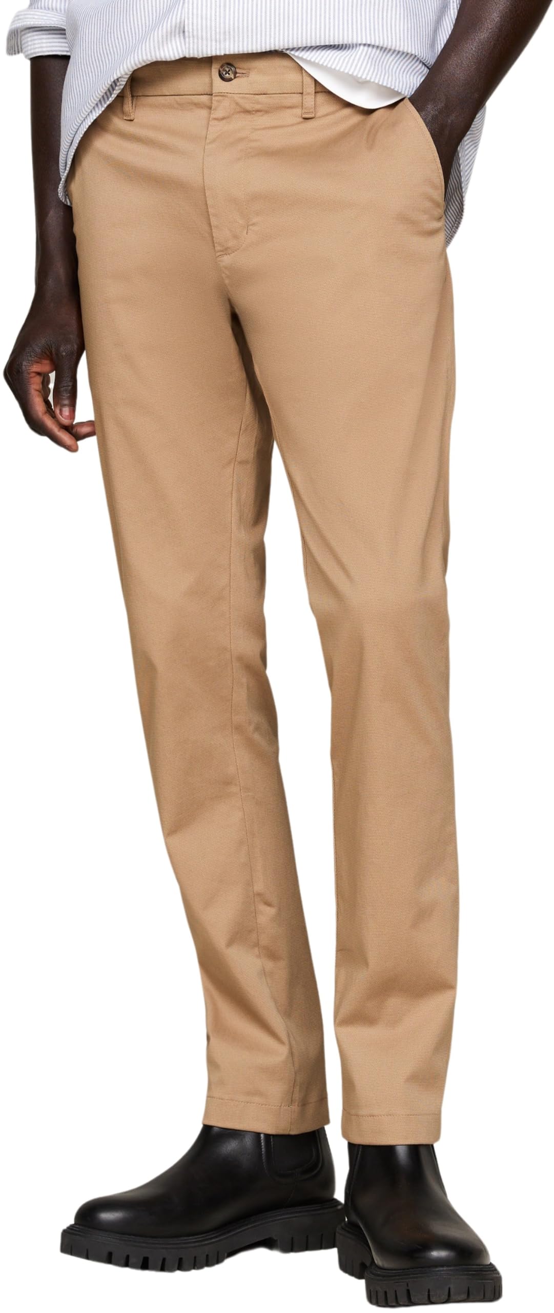 Tommy Hilfiger Men's Bleecker Printed Structure Slim Fit Chinos, Beige (Safari Canvas), 38W/32L
