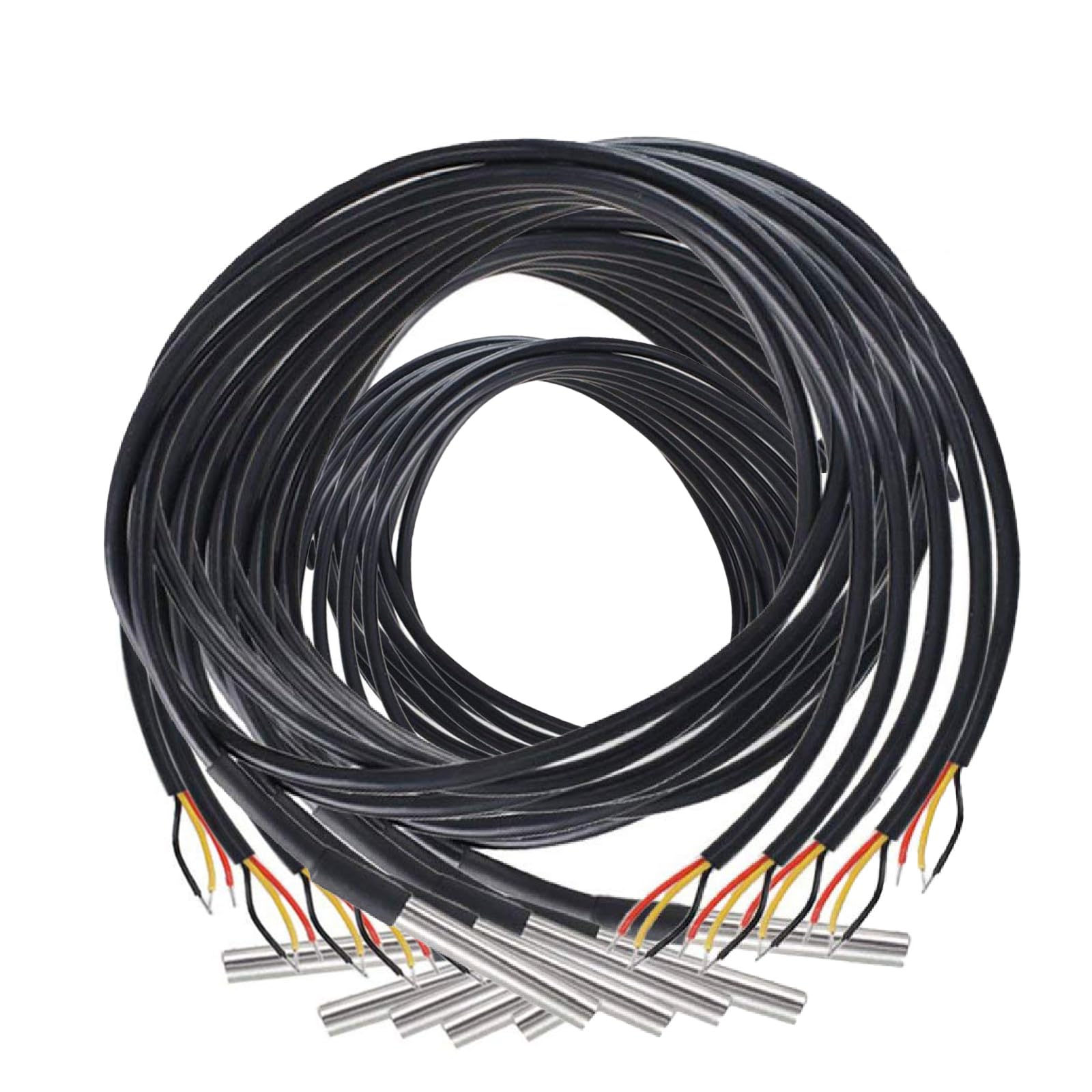 hiBCTR 10 Pieces of DS18B20 Temperature Sensor Temperature Probes in Stainless Steel Packaging, Waterproof, 1M.