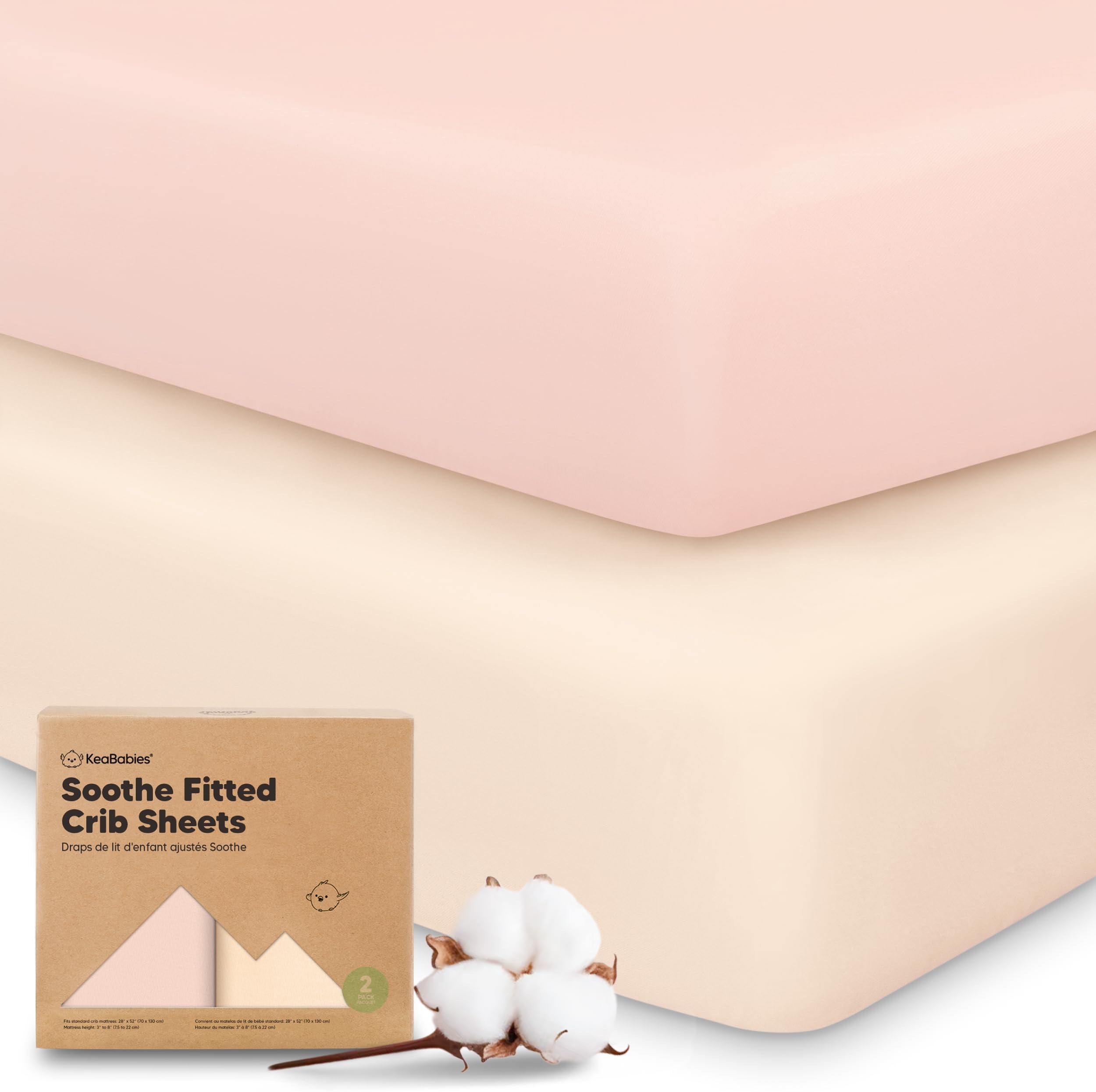 KeaBabies 2-Pack Organic Crib Sheets for Boys, Girls - 52x28 Fitted Crib Mattress Sheet Neutral, Breathable Jersey Cotton Cover for Baby Bed, Toddler Mattress, Soft & Cute Prints (Cameo)