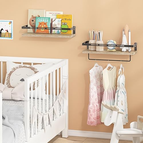 Miniatura 6 de YGEOMER Estantes flotantes para organizador de baño sobre el inodoro, estantes de baño montados en la pared con toallero, estante de pared para