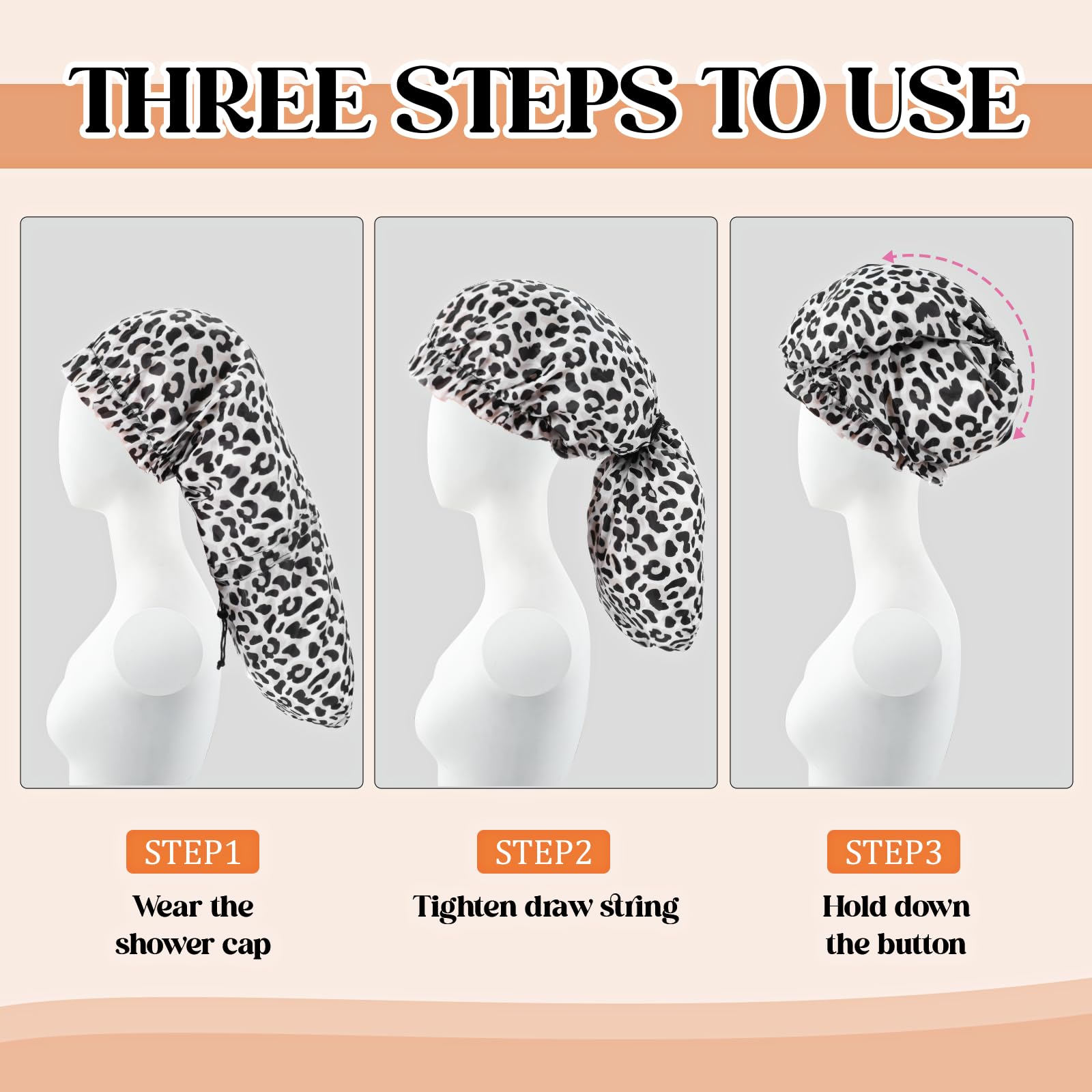 2 Pcs Large Shower Cap for Braids Extra Long Shower Cap for Women Long Hair & Locs - Image 4