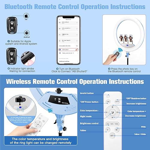 Miniatura 33 de Anillo de luz de 22 pulgadas con soporte, trípode de luz de anillo para iPhone iPad, con trípode de 75 pulgadas, pantalla LCD, 4 clips para iPad, 2