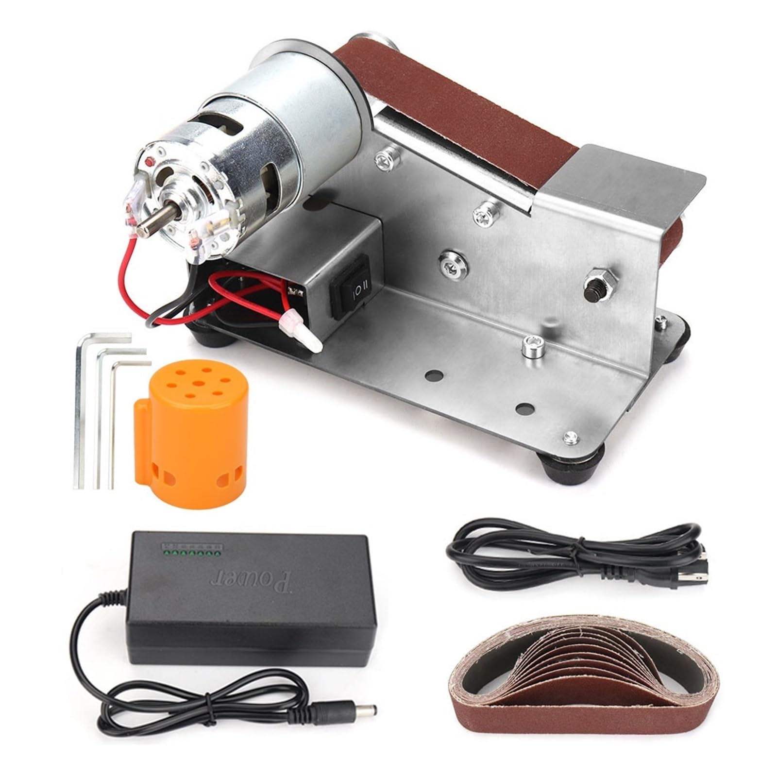 Polerka, szlifierka oscylacyjna, Wielofunkcyjna mini elektryczna szlifierka taśmowa DIY szlifierka do polerowania pasów szlifierka do ostrzenia krawędzi noża do szlifowania, polerowania(Stand)