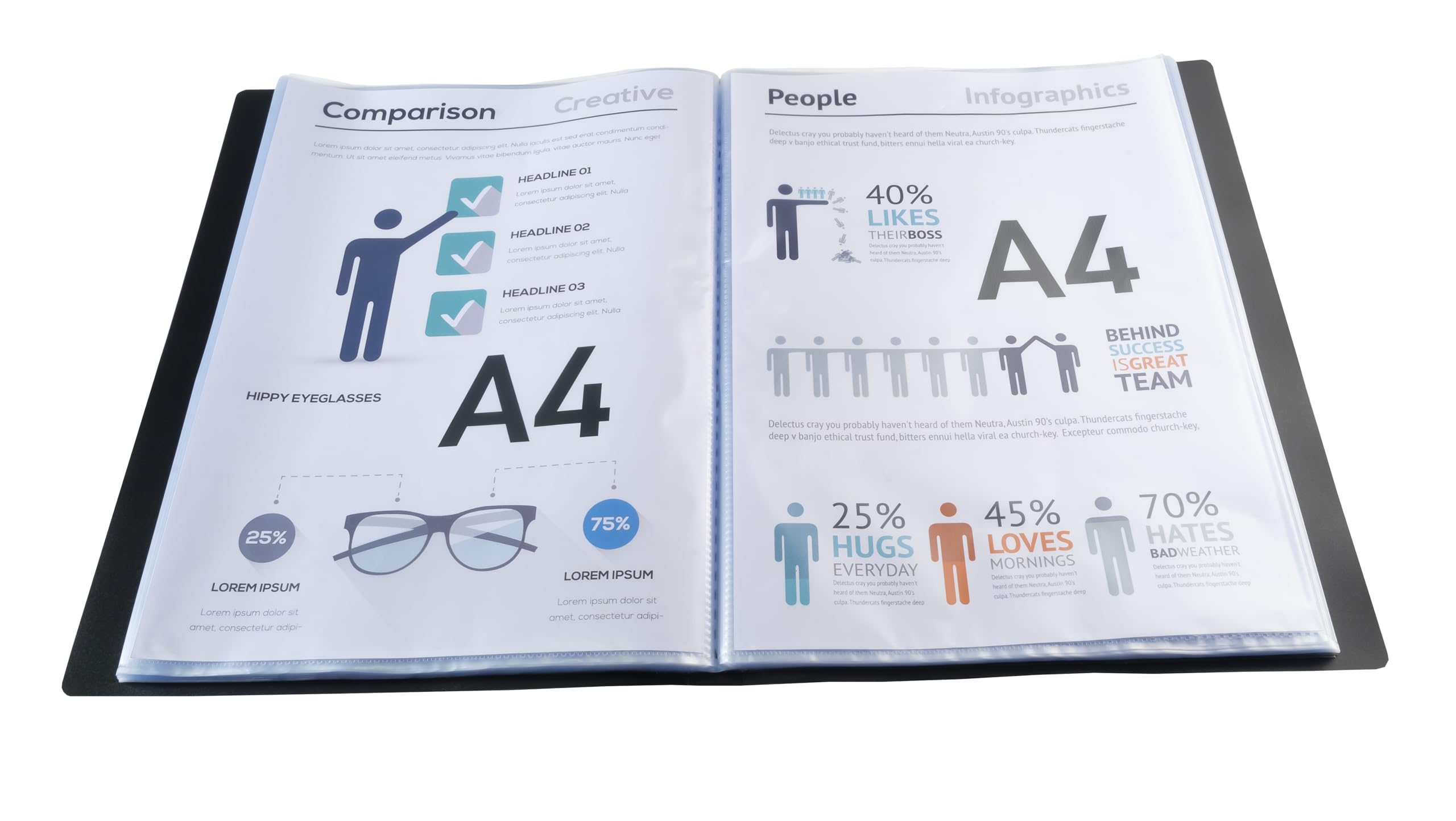 Exacompta 8er Pack 85101E Premium Sichtmappe aus blickdichten Kunststoff DIN A4 mit 100 Klarsichthüllen, 200 Sichten, perfekt für die Schule und das Büro Aktenhülle, Prospekthülle, schwarz