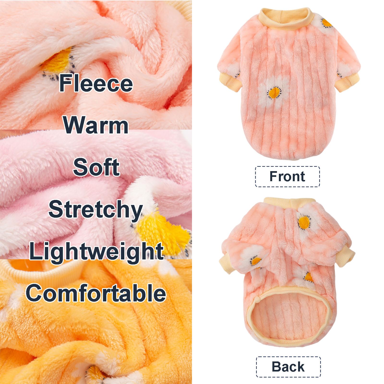 Hundepullover, 3er-Pack, Hundepullover für kleine Hunde, Mädchen und Jungen, ultraweicher und warmer Welpenpullover, Hundemantel für den Winter und Weihnachten (XXS, Rosa + Dy Purple+Dy