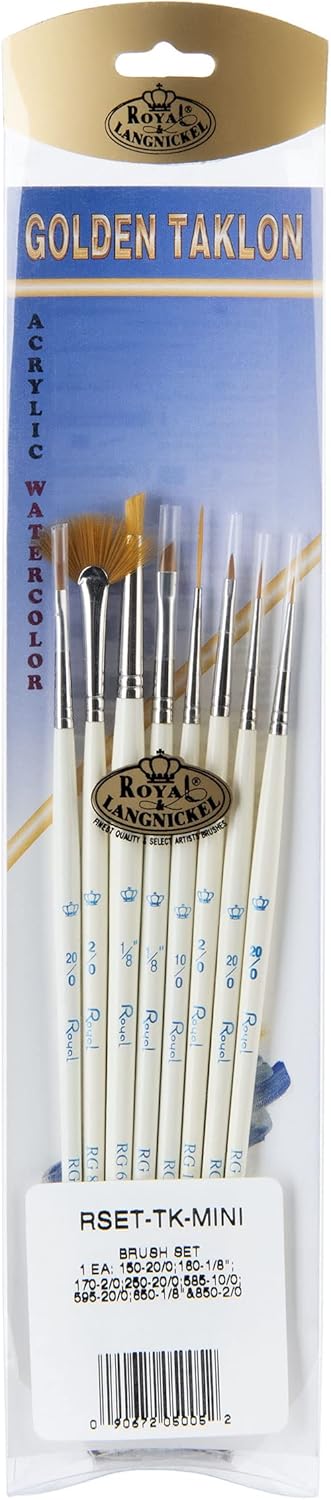 Royal Gold Royal and Langnickel Short Handle Paint Brush Set, Mini, 8-Piece