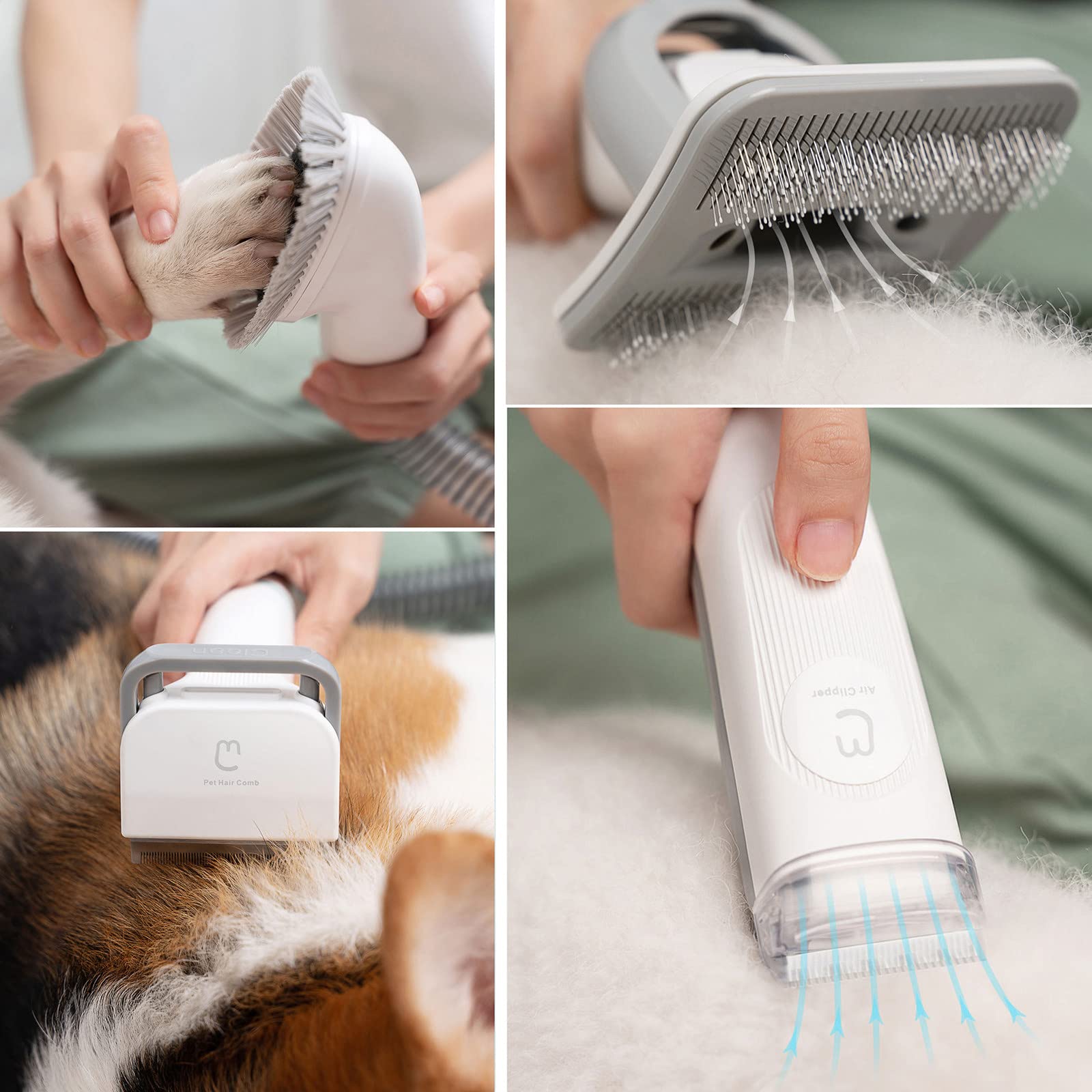 Actualice el Kit de Aseo para Mascotas 5 en 1 Aspirador de Pelo para Mascotas con Maquina Cortar Pelo Perros, Cepillo para el Cuidado de Mascotas, Peine para Adelgazar, Cepillo de Limpieza