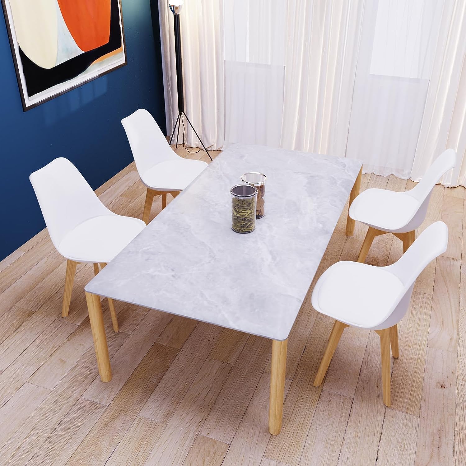 JIJIAN Set di 4 Sedie Per Sala da Pranzo, Sedia in stile nordica, Gambe in Legno Massello, Ideale per Sala da Pranzo, Soggiorno, Camera da Letto, Cucina, Sala Riunione, ecc