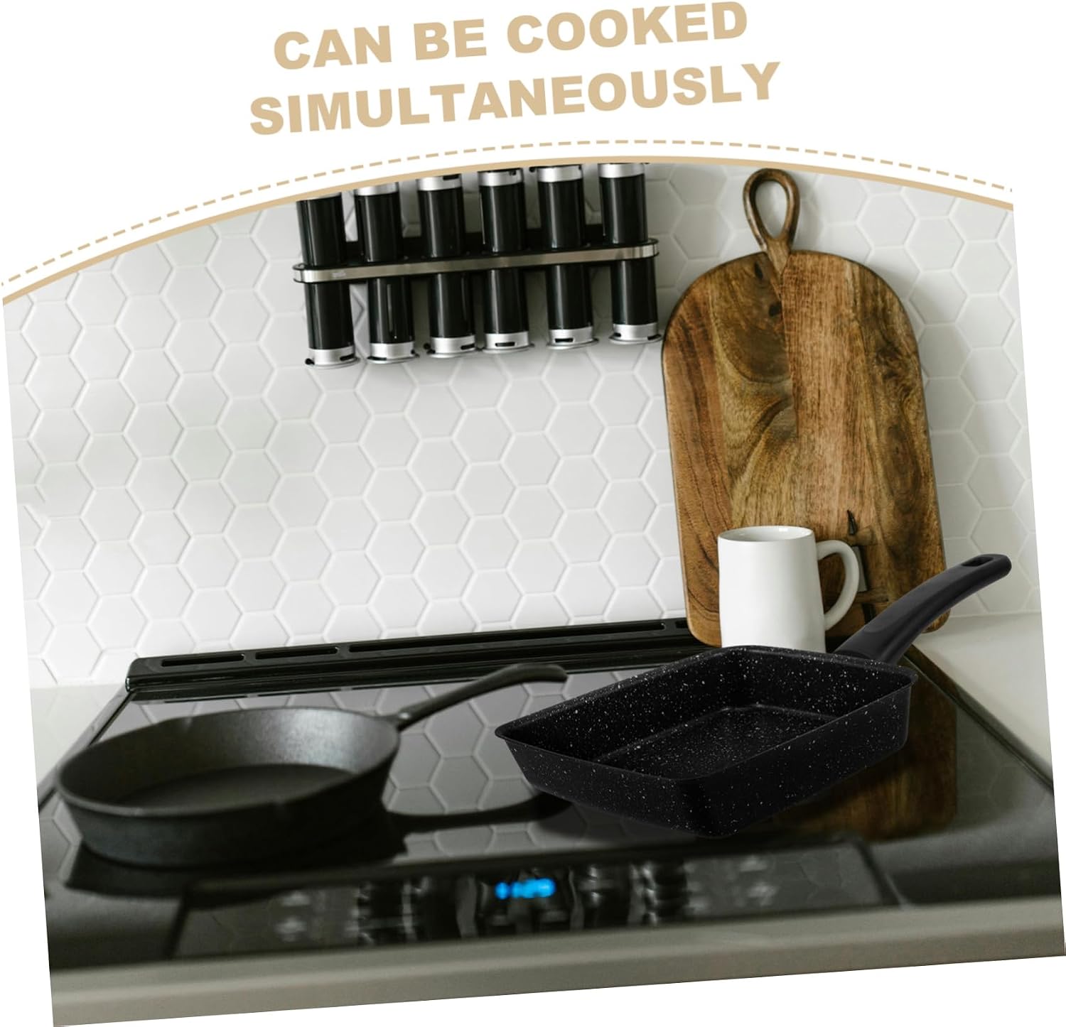 Zerodeko Versatile Rectangular Nonstick Frying Pan for Tamagoyaki Steaks Easy-clean Japanese Omelette Skillet Detachable Handle for Pancakes and Grilling