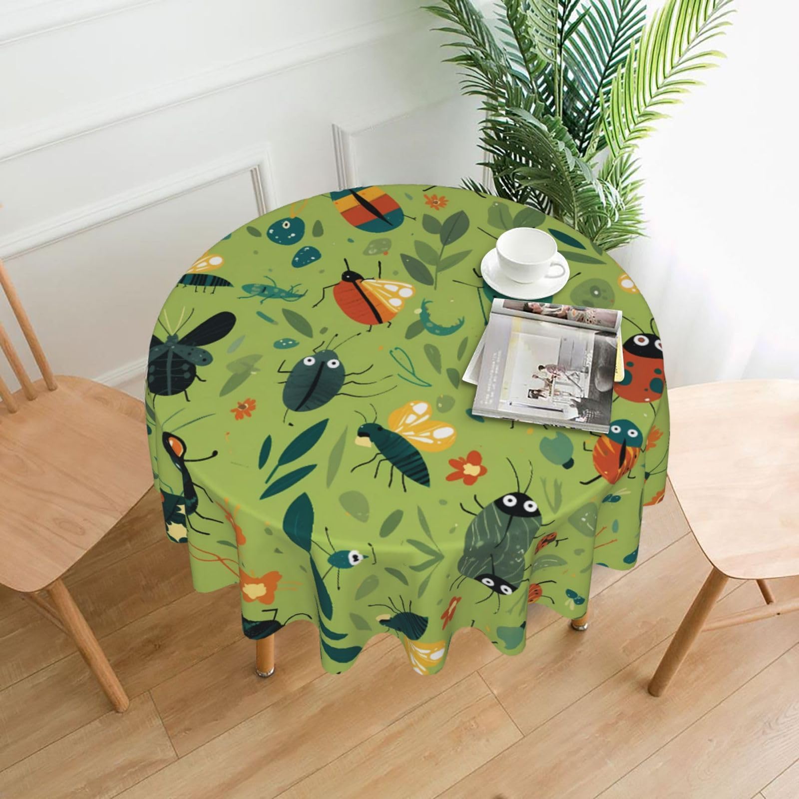 MROWYC ladybug Printed Practical Round Tablecloth, Durable, Suitable for Home, Restaurant, Hotel, Gathering, and Decorative Table Covers
