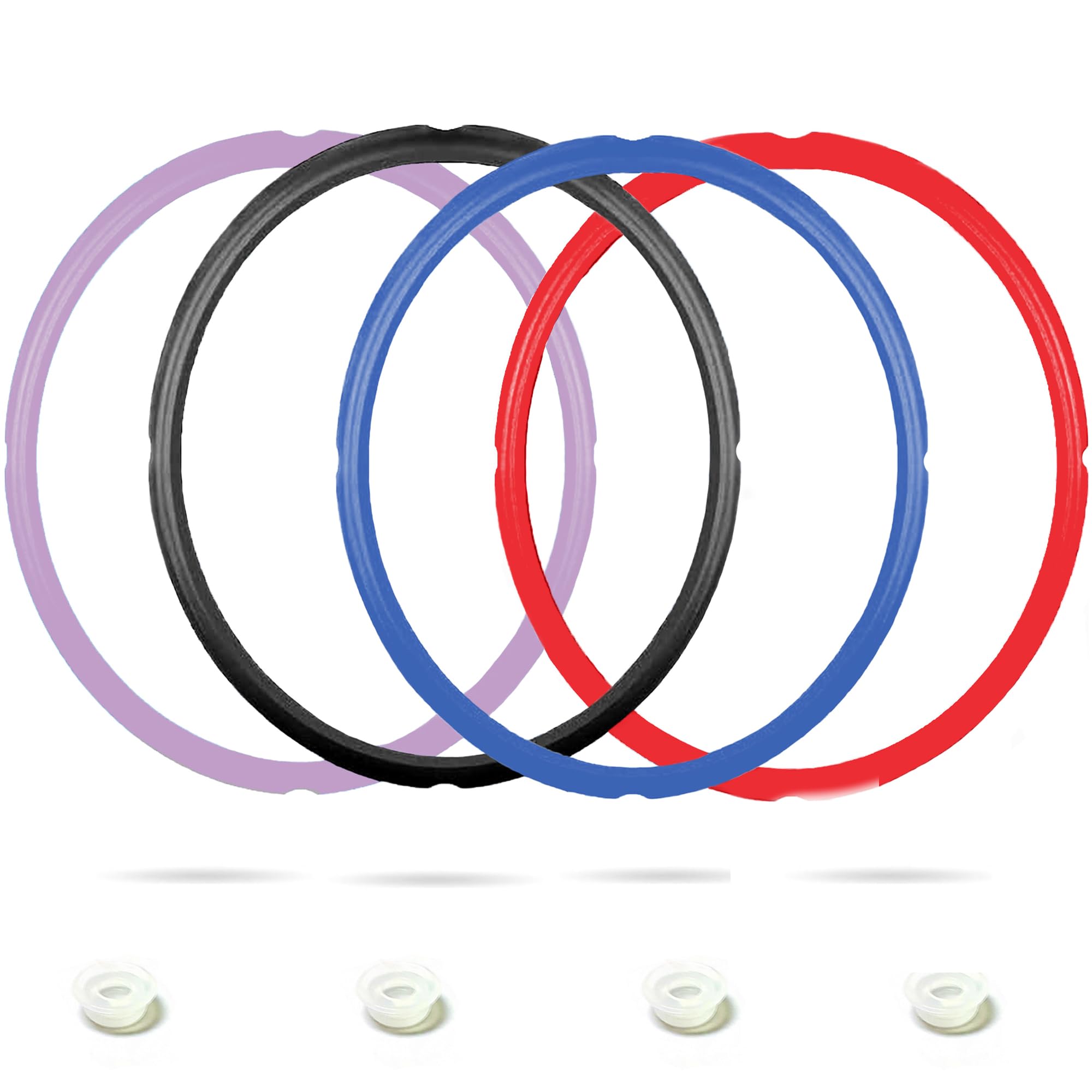 4 Pack 6 QT Silicone Sealing Ring for Instapot Replacement Silicone Gasket Seal Rings with 4 Colors with 4 Float Valve Seal Gasket, Fits Duo/Plus 6, Ultra 6, Lux 6, Smart 6, Nova 6, CSG