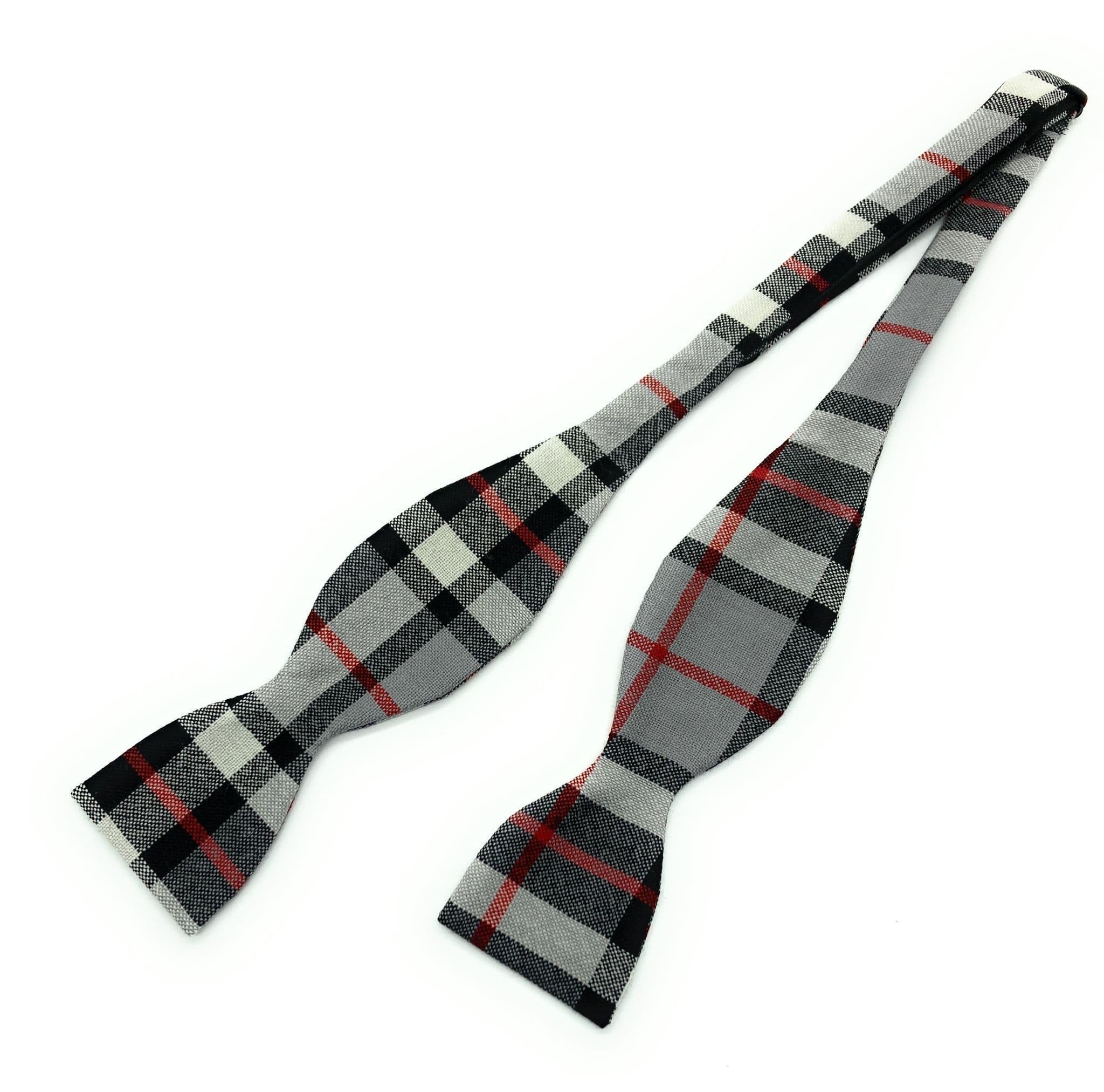 Scottish Essence Thomson Grey Scottish Pure Wool Tartan Self-Tied Bow Tie, Various Tartans, Made In Scotland (Thomson Grey)