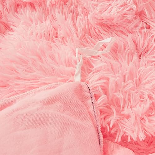 Miniatura 8 de Juego de funda de edredón de felpa rosa ultra suave King - Juego de ropa de cama de felpa rosa suave 3 piezas (1 funda de edredón + 2 fundas de