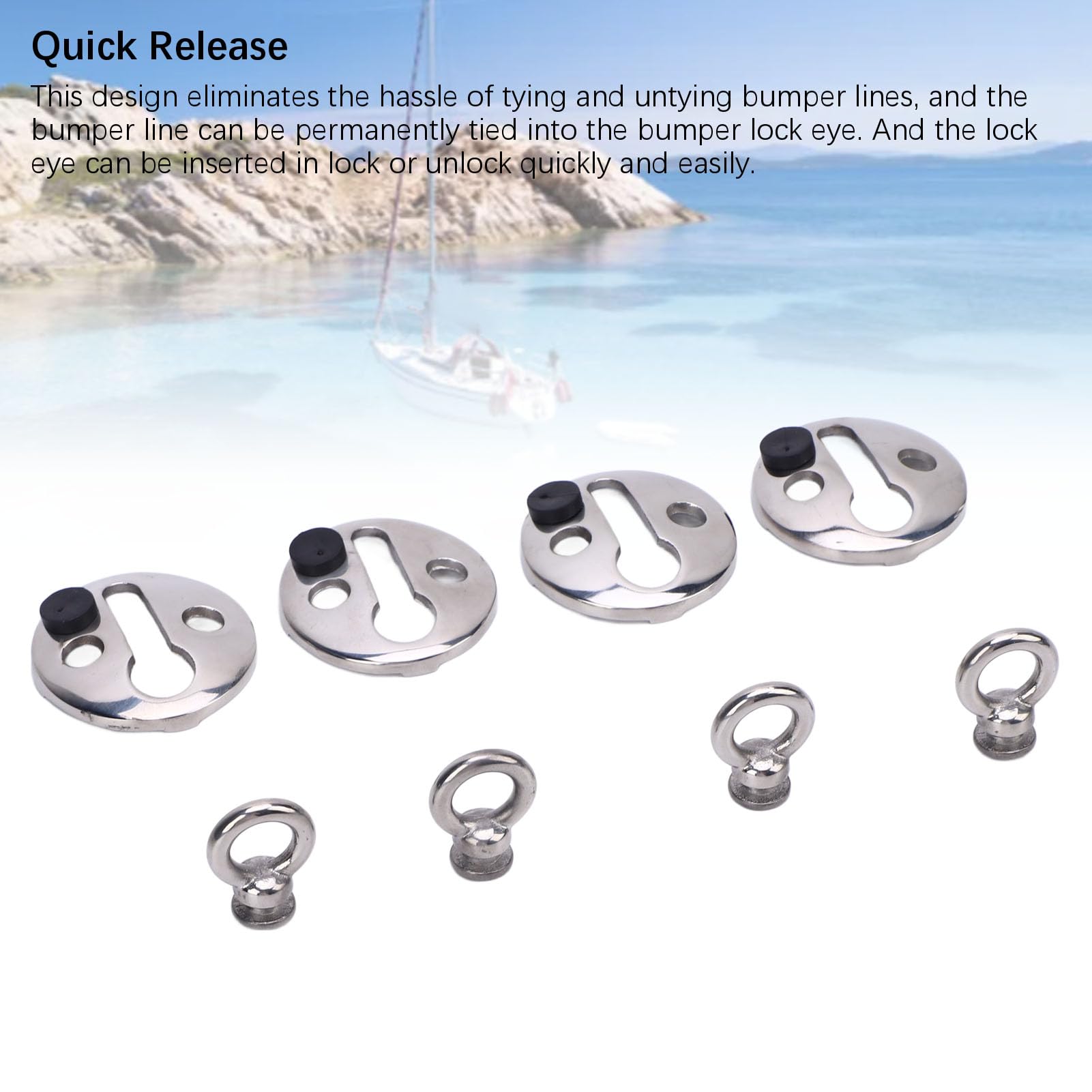 Clip a Sgancio Rapido per Parabordi Barca, Ganci Appendiabiti in Acciaio Inox 316 Lucidato per Corde Inferiori a 10,4 mm (Confezione da 4)