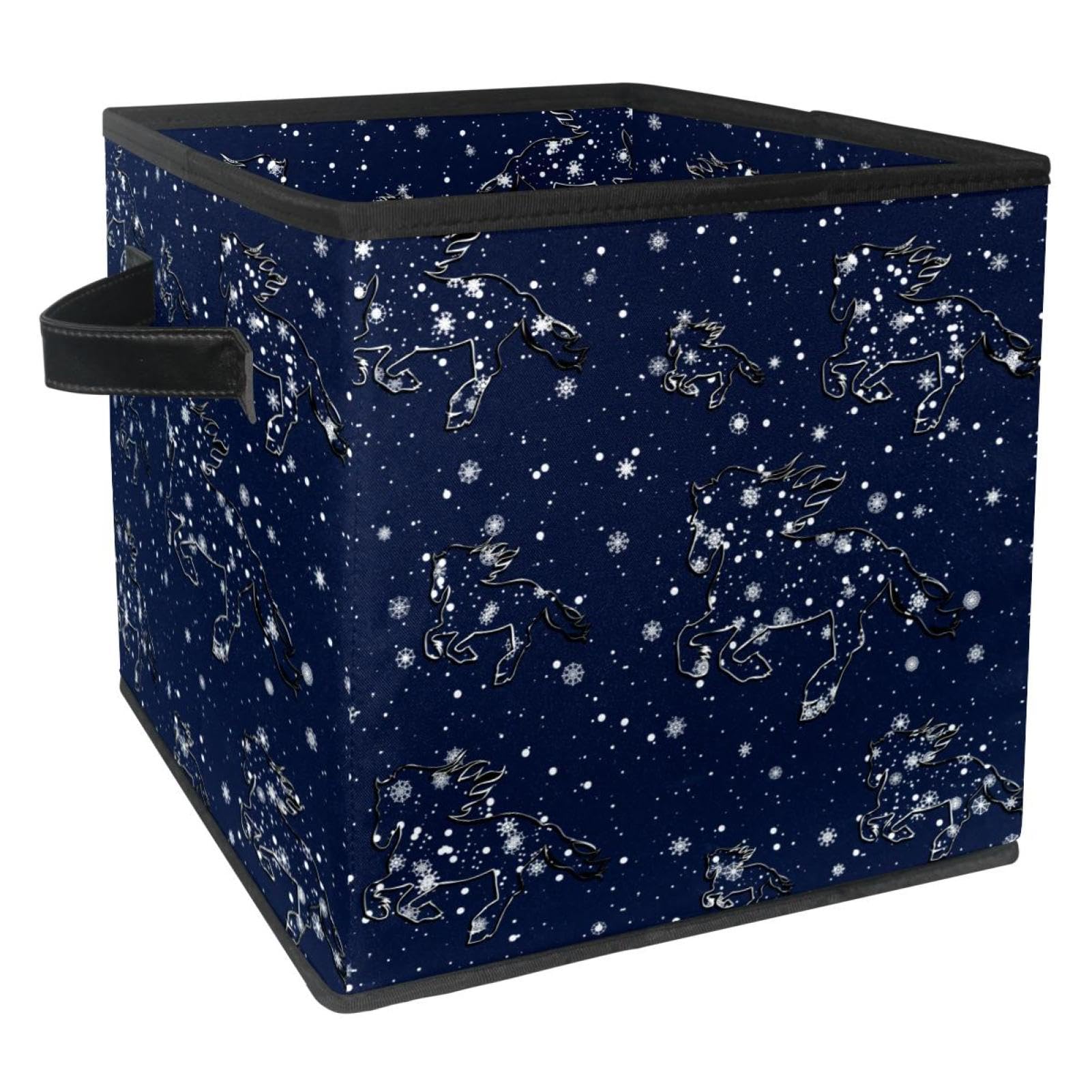 Boîte de rangement pliable cube motif flocons chevaux pour placard et chambre