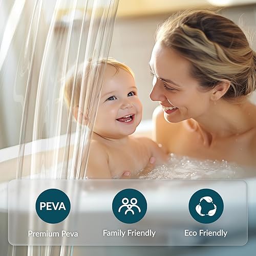 Miniatura 5 de Titanker Forro de cortina de ducha transparente, forro de ducha de PEVA de alta calidad, cortinas de ducha impermeables resistentes para baño con