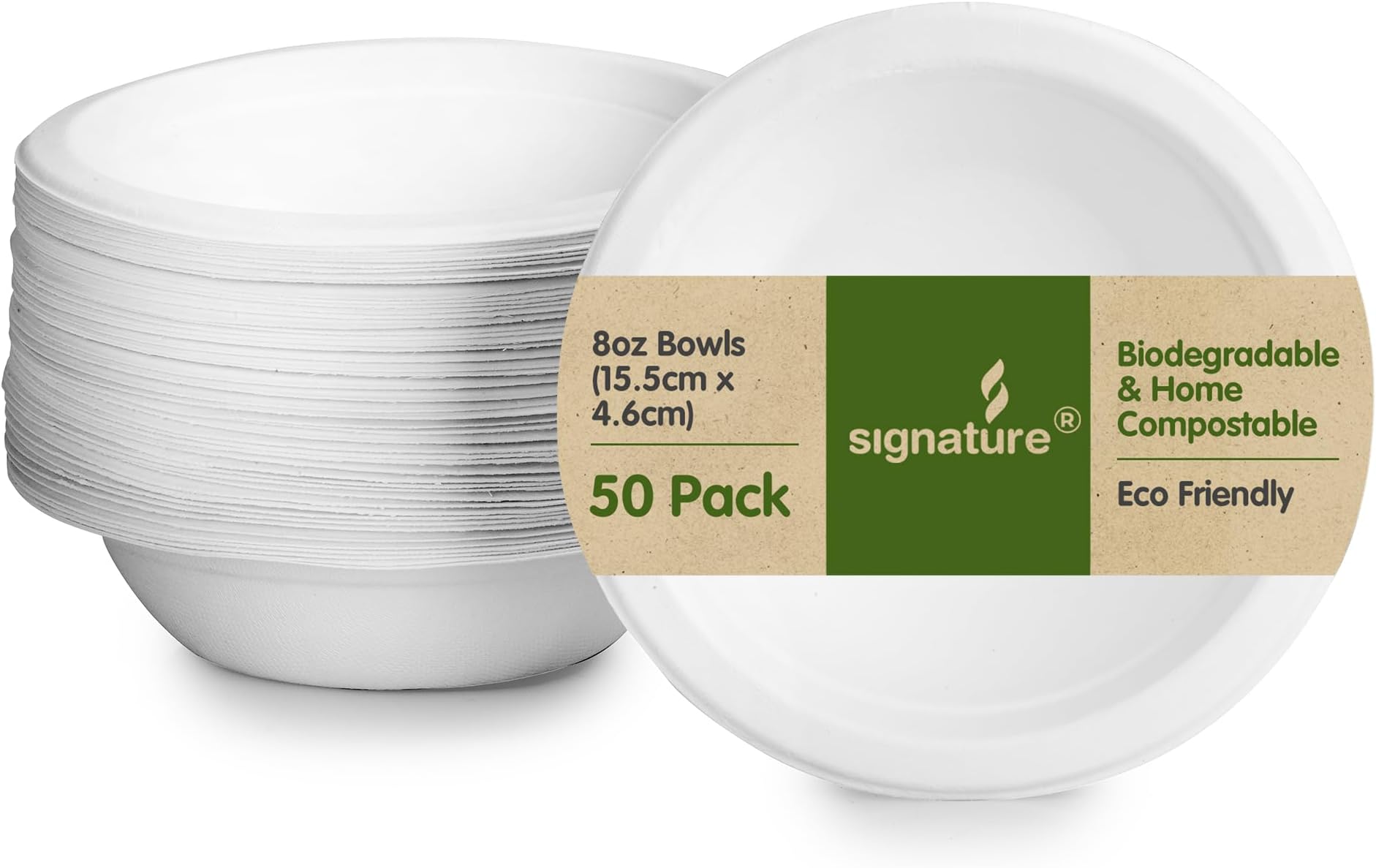 Signature Packaging - Disposable Paper Bowls - 50 Pack - Party Tableware - 8oz (237ml)