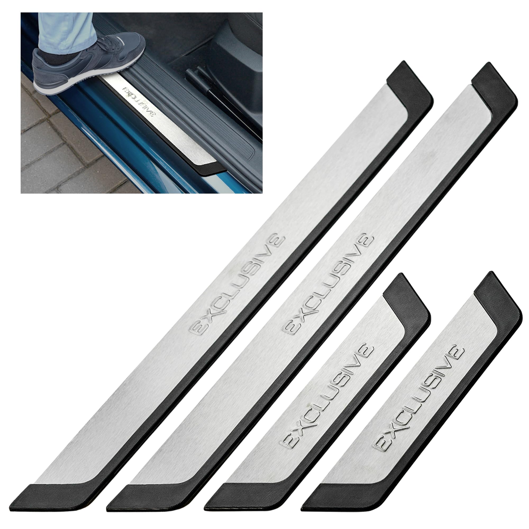 CHROMEMASTER - Compatible avec VW Tiguan I 2007-2011 | Protection de Seuil de Porte de Voiture | Bandes pour Seuils de Voiture | Protégez les Seuils de Portes de Votre Voiture Contre les Dommages
