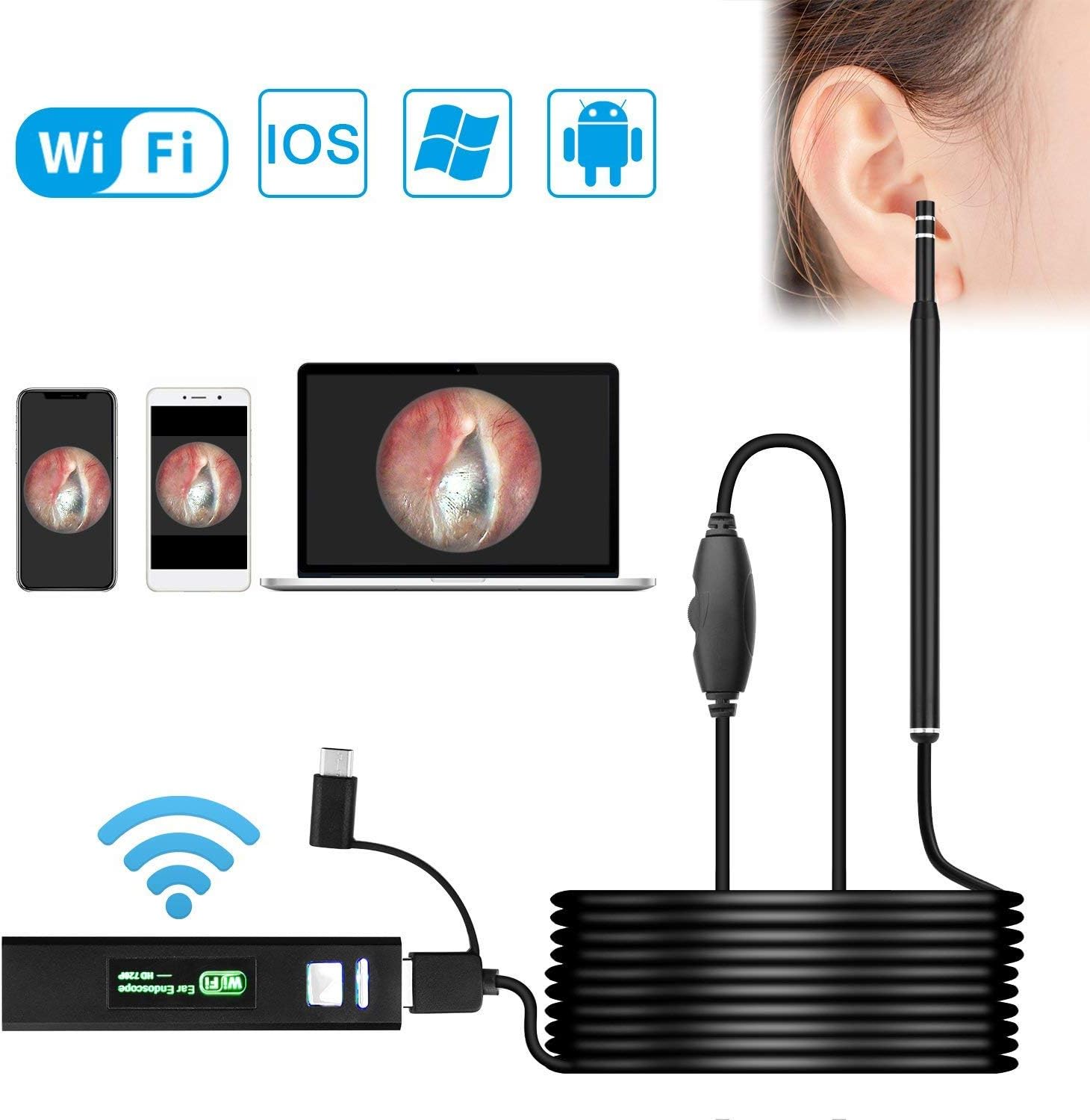 Otoscope, 720P HD Digital Otoscope Camera for iPhone iPad
