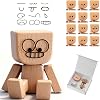 Shaking Wooden Man Figurine,Handmade Shaking Feet Wooden Doll With 12pcs Expressions,Charming Little Wood Figure,Car Dashboard Accessories & Desk Decor, Creative Gift For Drivers Friends & Office Fun