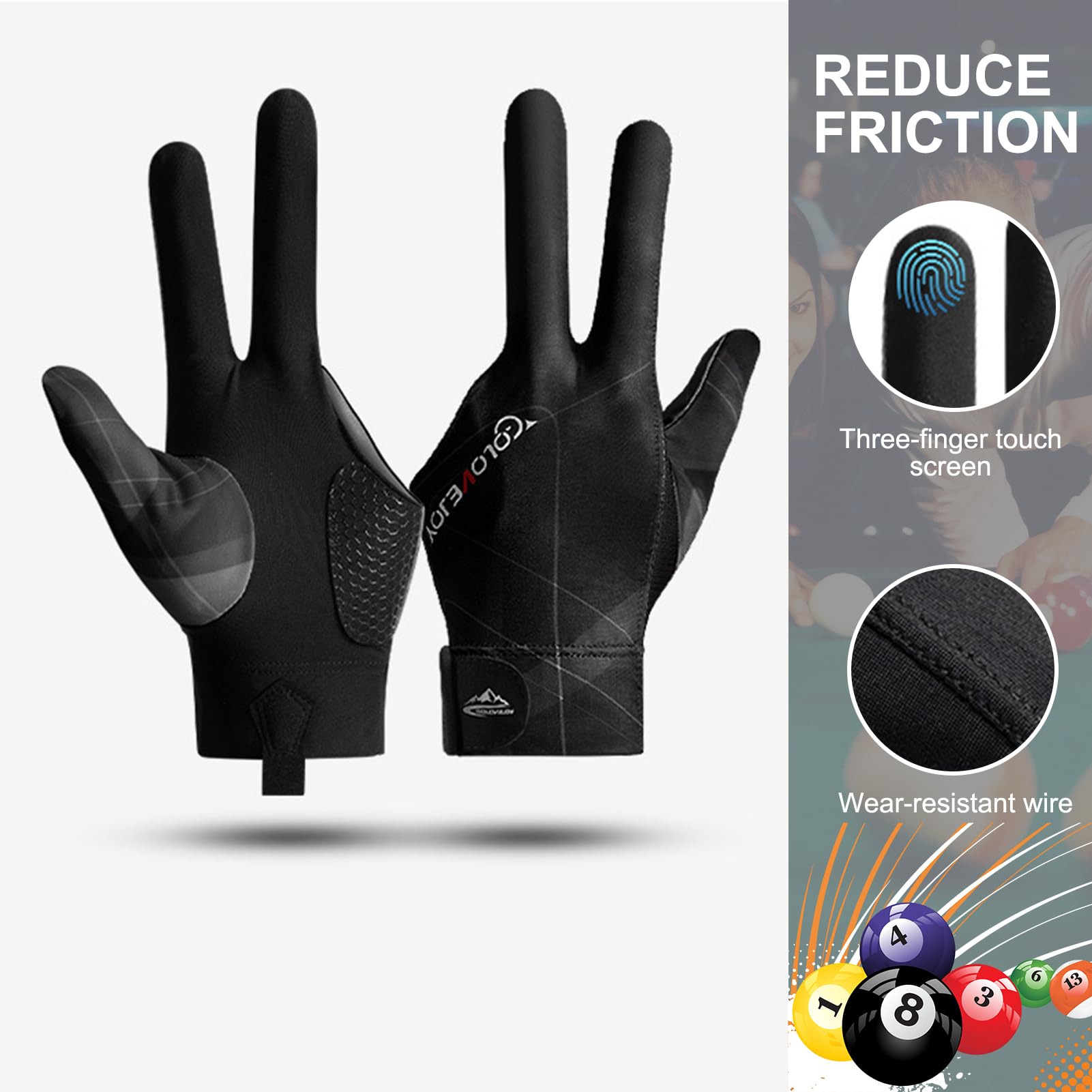Guanti Da Biliardo HUNYA A 3 Dita | Unisex Per Mano Sinistra/Destra - Foto 9