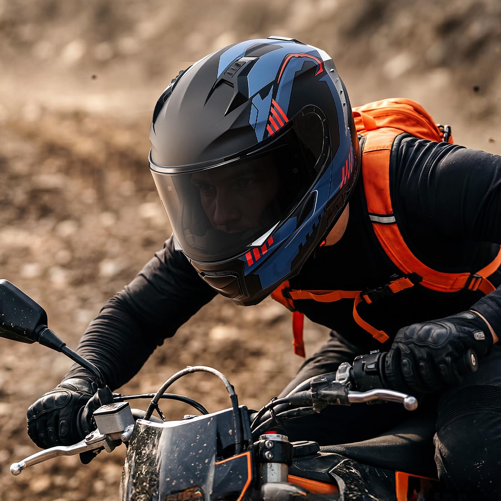 VEVOR Casco Modular de Moto Talla M, Casco de Motocicleta Modular con Visera Doble, Carcasa de ABS, Ligero y Cómodo para Adultos, para Motocross y Motociclismo Urbano, Homologado por Dot y ECE