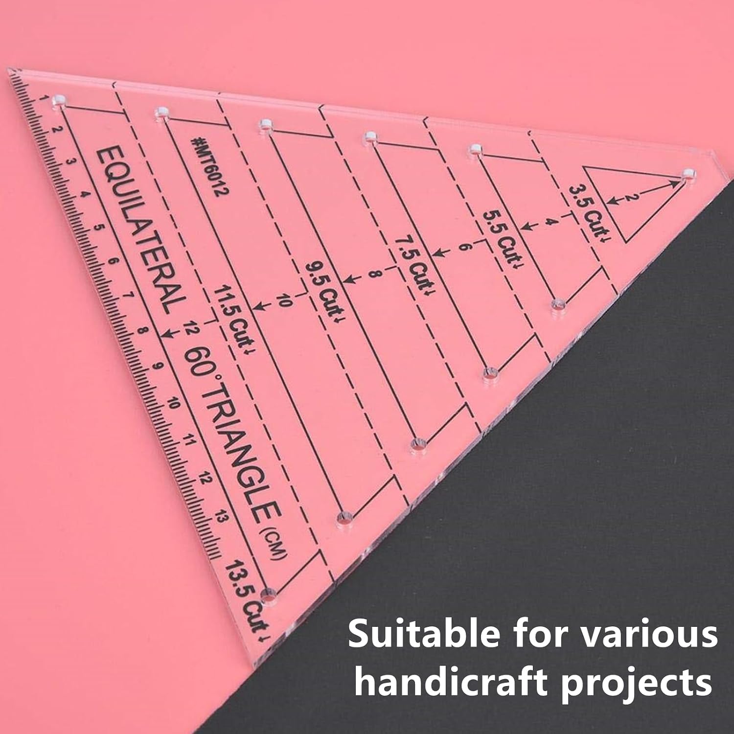 60 Degree Triangle Ruler for Quilting, 2 Pcs Triangle Quilting Ruler Measure Beginner Accessories Quilt Supplies for Cutting Pattern DIY Craft