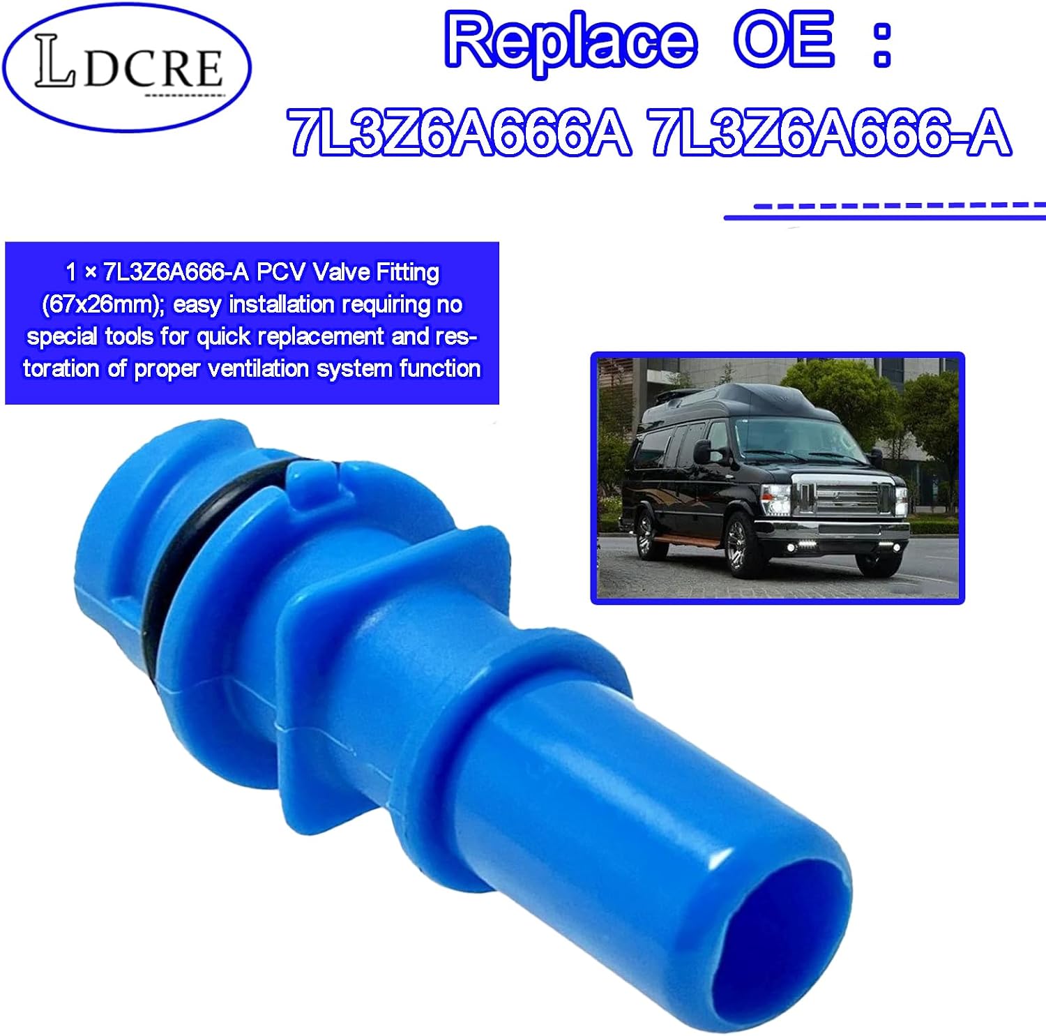7L3Z6A666A PCV Valve Fitting for Ford E-150 E-250 E-350 F-150 F-250 F-350 Crown Victoria Exhaust Positive Crankcase Ventilation Valve Fittings Replace 7L3Z6A666-A 7L3Z6A666A