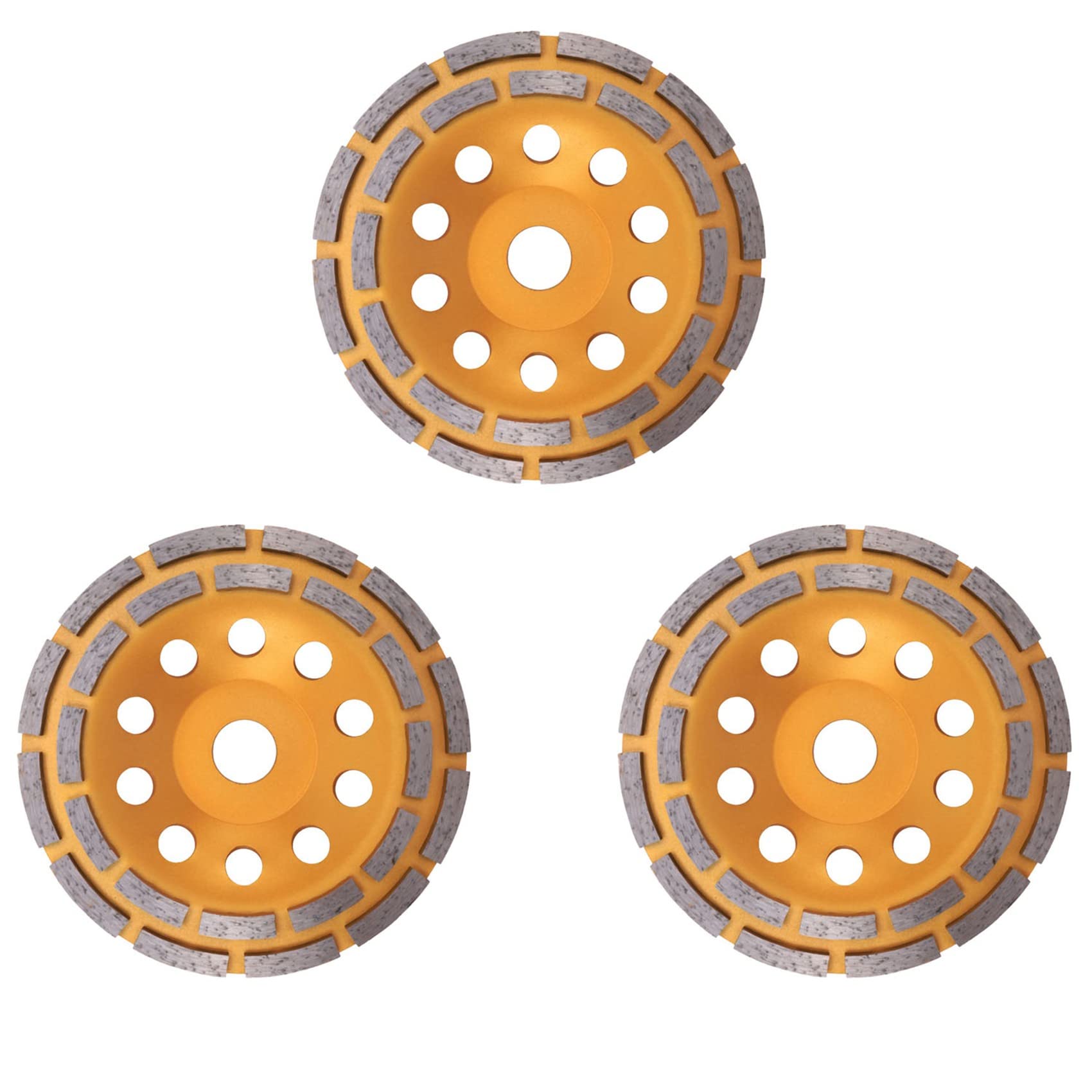 3piezas 150 mm 7 Pulgadas Diamante Segmento de 2 Muela Abrasiva Disco de Lijado Lijadora Amoladora Copa Herramientas Abrasivas 22 mm Agujero para Concreto Granito