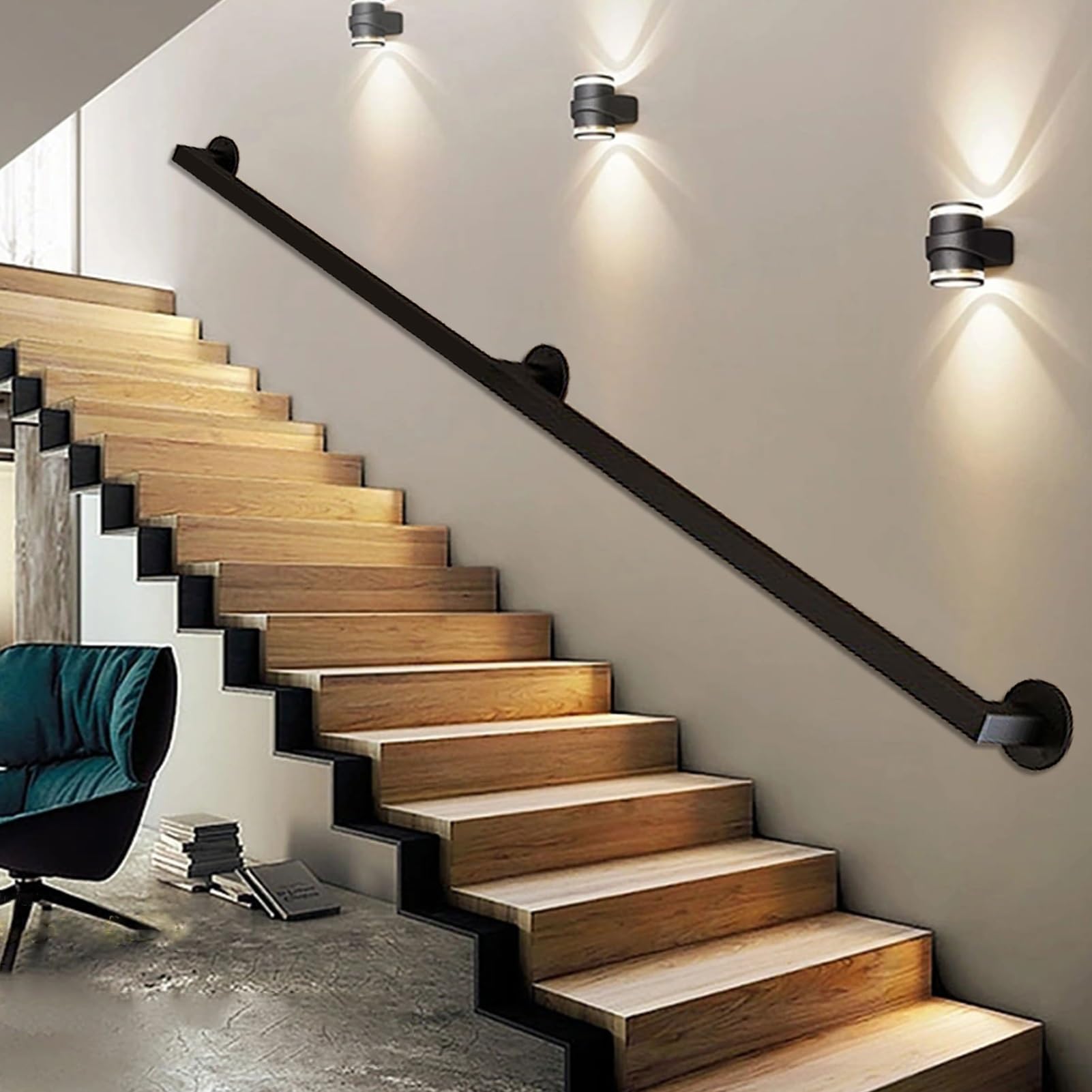 Rampe d'escalier intérieure pour sécuriser la descente des marches