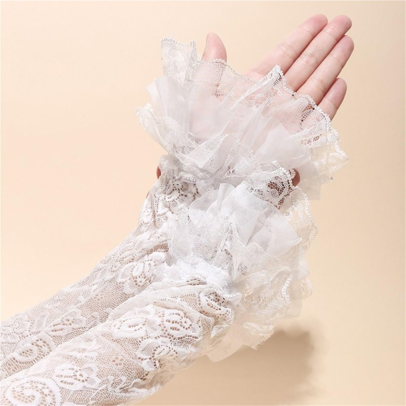 2 pares mangas de encaje elástico simple Calentadores de brazo | Manga de protección solar de malla fina cubierta de brazo de manga larga suelta verano