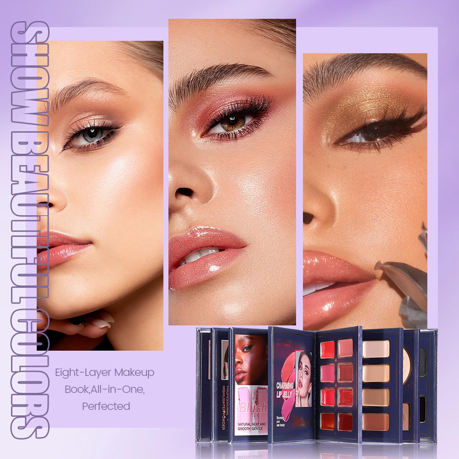 Palette di Ombretti,Colore Per Labbra In Polvere Matte Shimmer A Lunga Durata,Illuminante Ombretti - Ideale per Viso Occhi Labbra Compleanno Feste San Matrimonio Appuntamenti Viaggio e