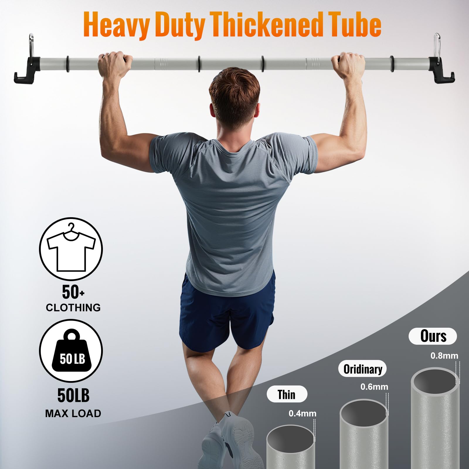 Car Clothes Hanger Bar Heavy-Duty Wrinkle Free Clothes Rack for Car Adjustable 30-64 Inches Automotive Travel Hangers for SUVs, Vans, Trucks, RVs (Gray)