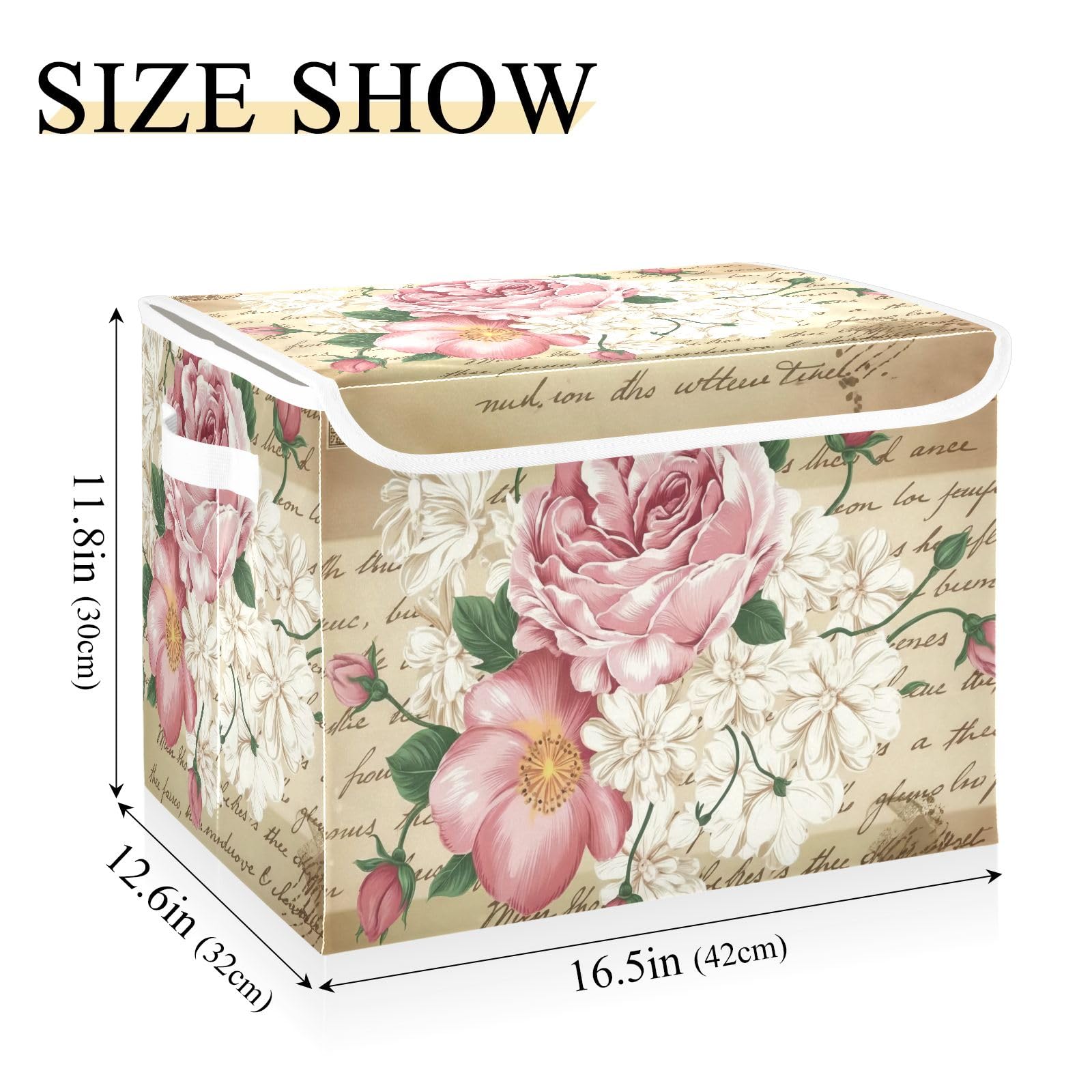 Amazon.com: Shabby Chic Pink Rose Storage Bin with Lid Large