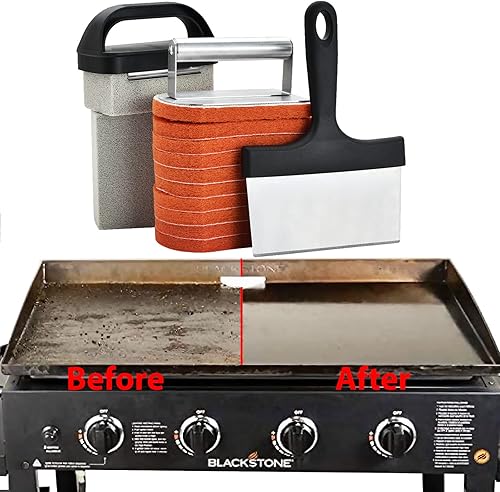 Miniatura 5 de Kit de limpieza de plancha para Blackstone 15 piezas - Kit de limpiador de parrilla resistente con piedra de parrilla, raspador de plancha y cepillo