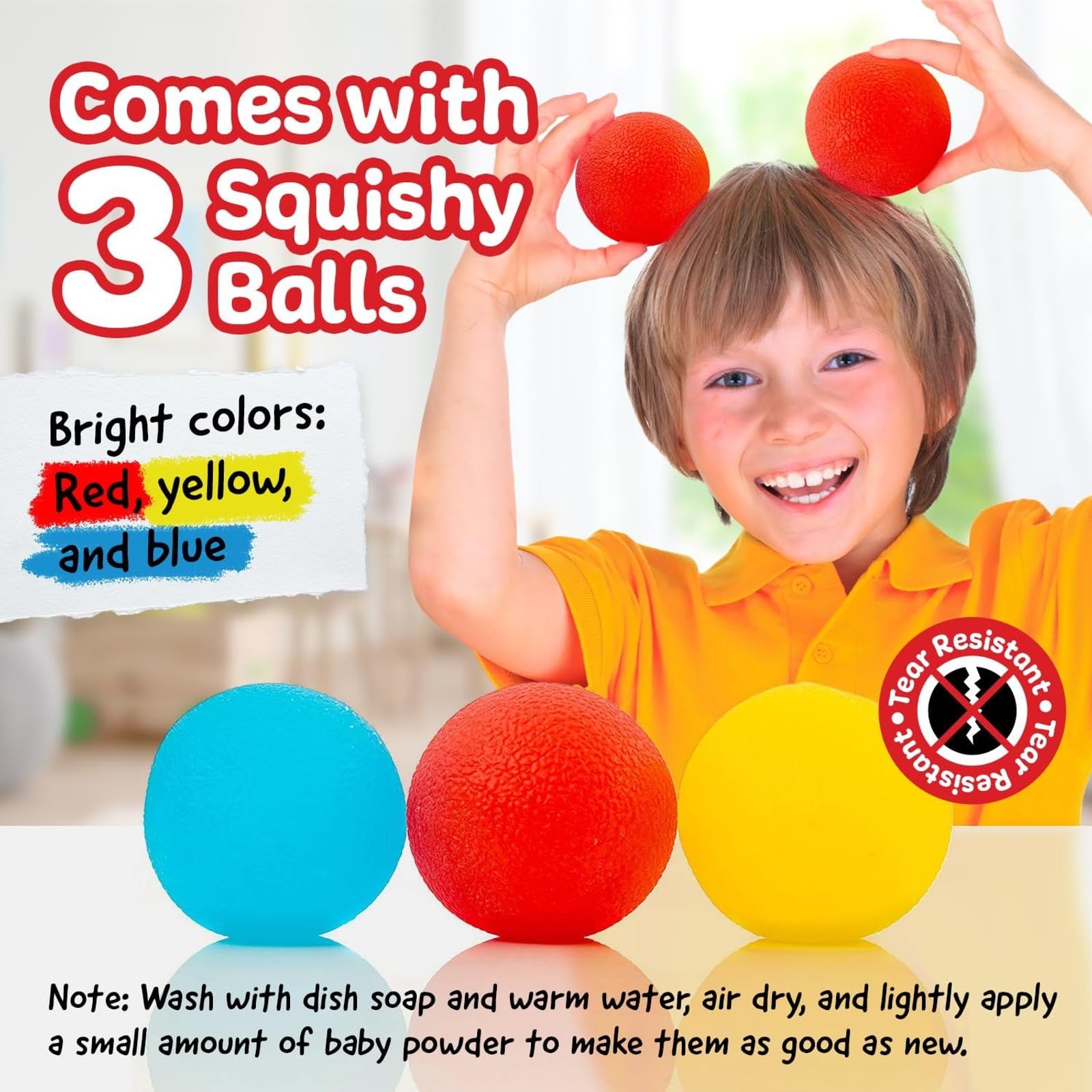 IMPRESA Squishy Stress Ball Set - Sensory Toys for Kids - Fidget Toys for Adults - Tear-Resistant Squeeze Balls for Stress Relief - Pack of 3, Multicolor — Amazon image 7