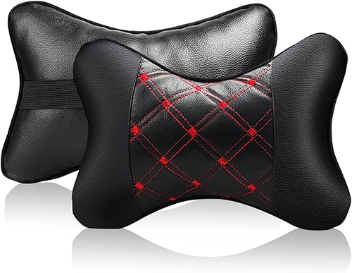 Almohada para el cuello del coche, 2 uds, suave, respira el coche, para la cabeza y el cuello, almohadilla para reposacabezas color negro