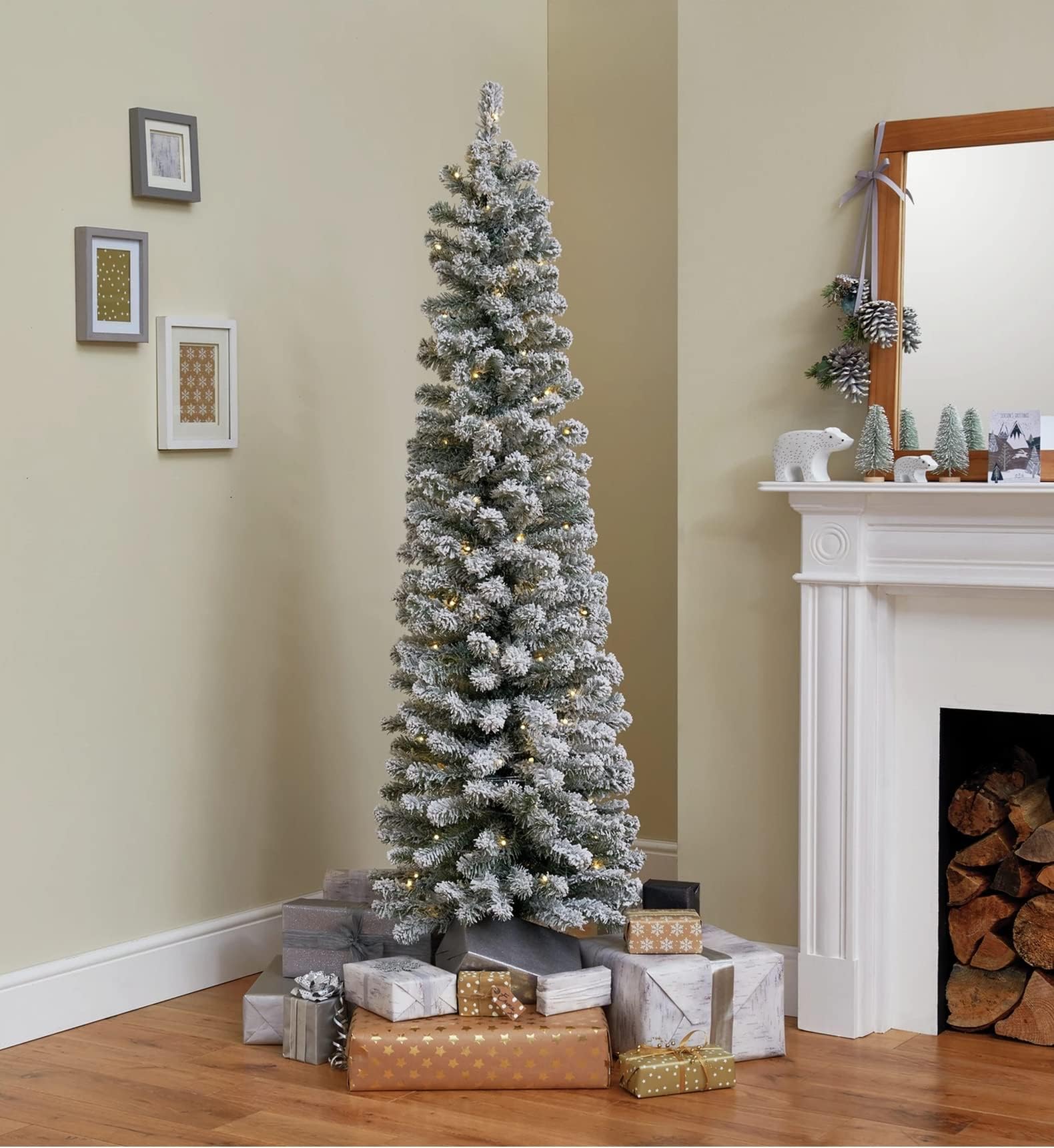 Green Habitat 6Ft Snow Tipped Pencil Christmas Tree