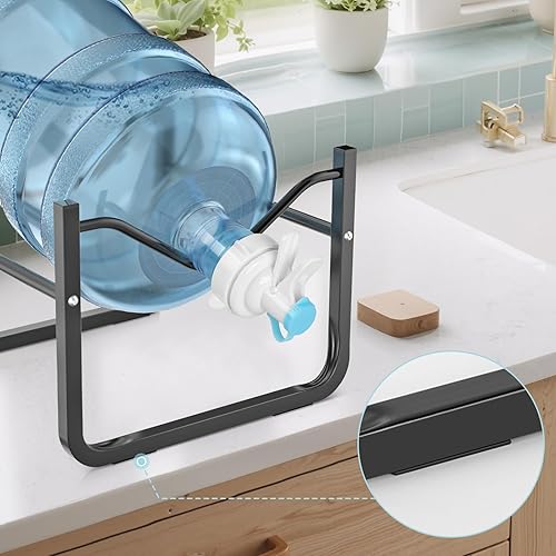 Miniatura 5 de Soporte para jarra de agua de 3 a 5 galones y 2 válvulas dispensadoras, soporte de agua antideslizante resistente al óxido con boquilla de agua de