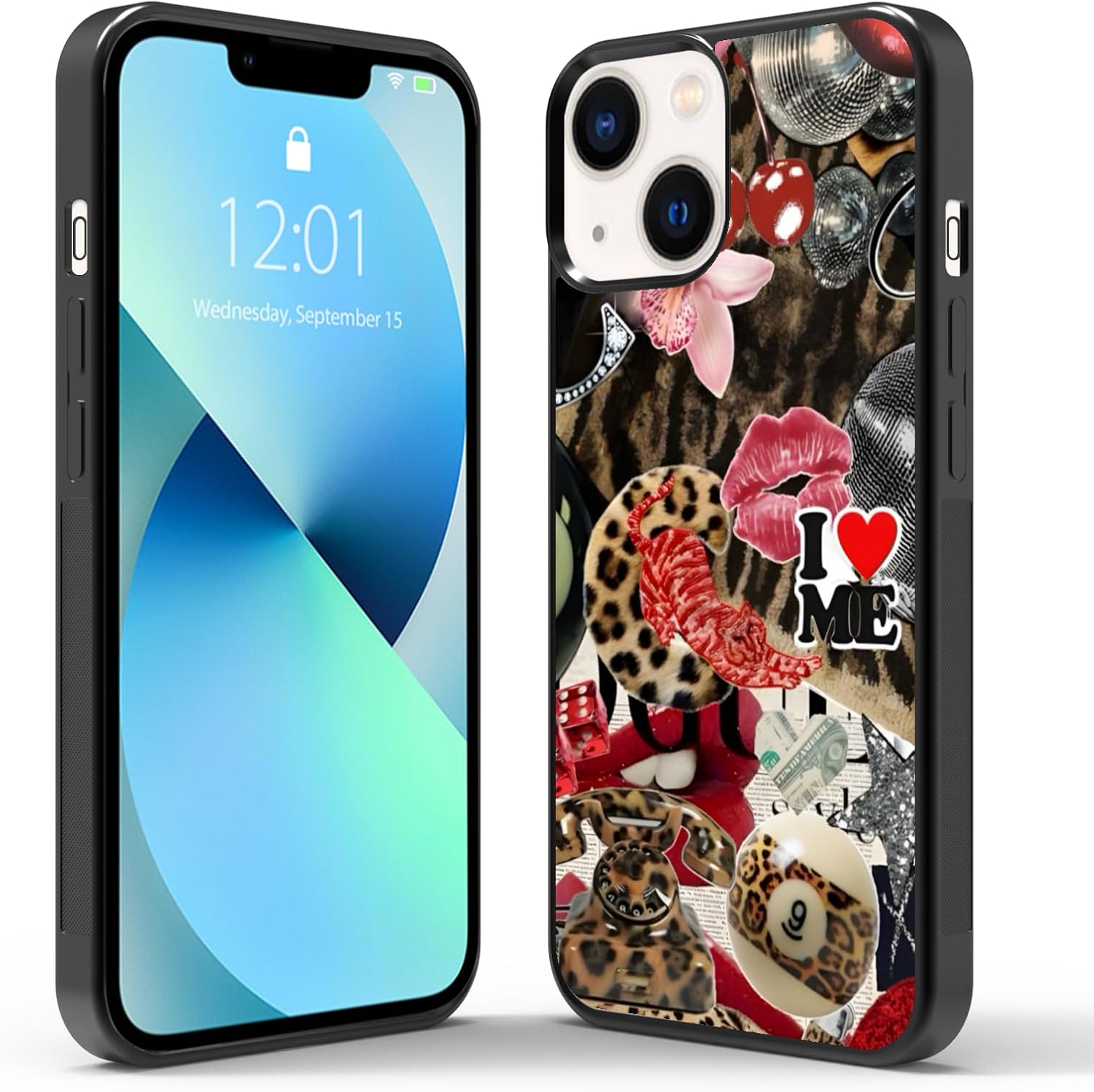 Aesthetic Coquette 8 Ball Phone Case Compatible with iPhone 16 15 14 13 12 11 Pro Max Cases, TPU Shockproof Collage Leopard Vintage Disco Custom Phone Cases for Girls Women Cover