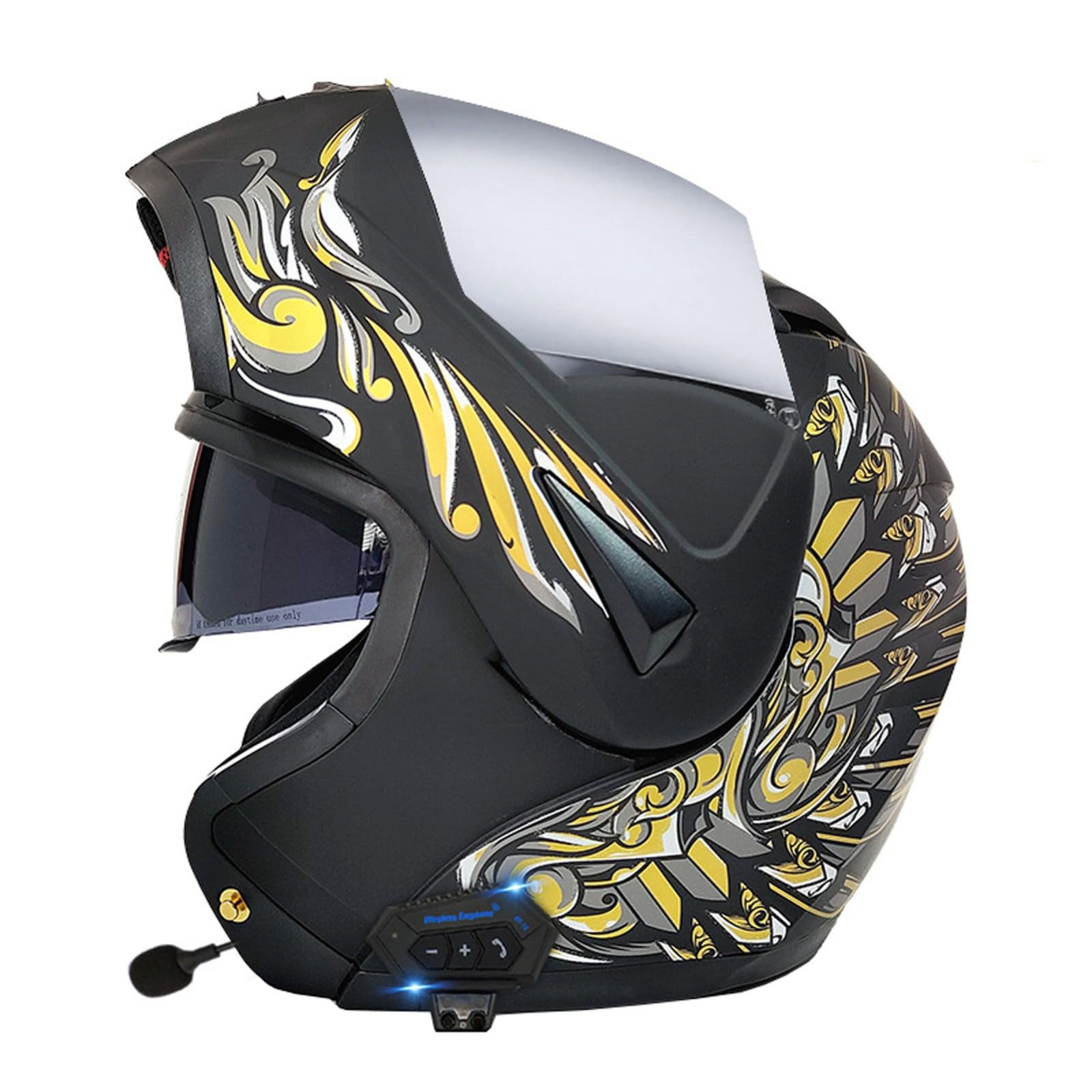 Kask motocyklowy Bluetooth z podwójnymi wizjerami dla mężczyzn i kobiet, zatwierdzony przez DOT, modułowe kaski z klapką, do wyścigów, gór, zjazdów