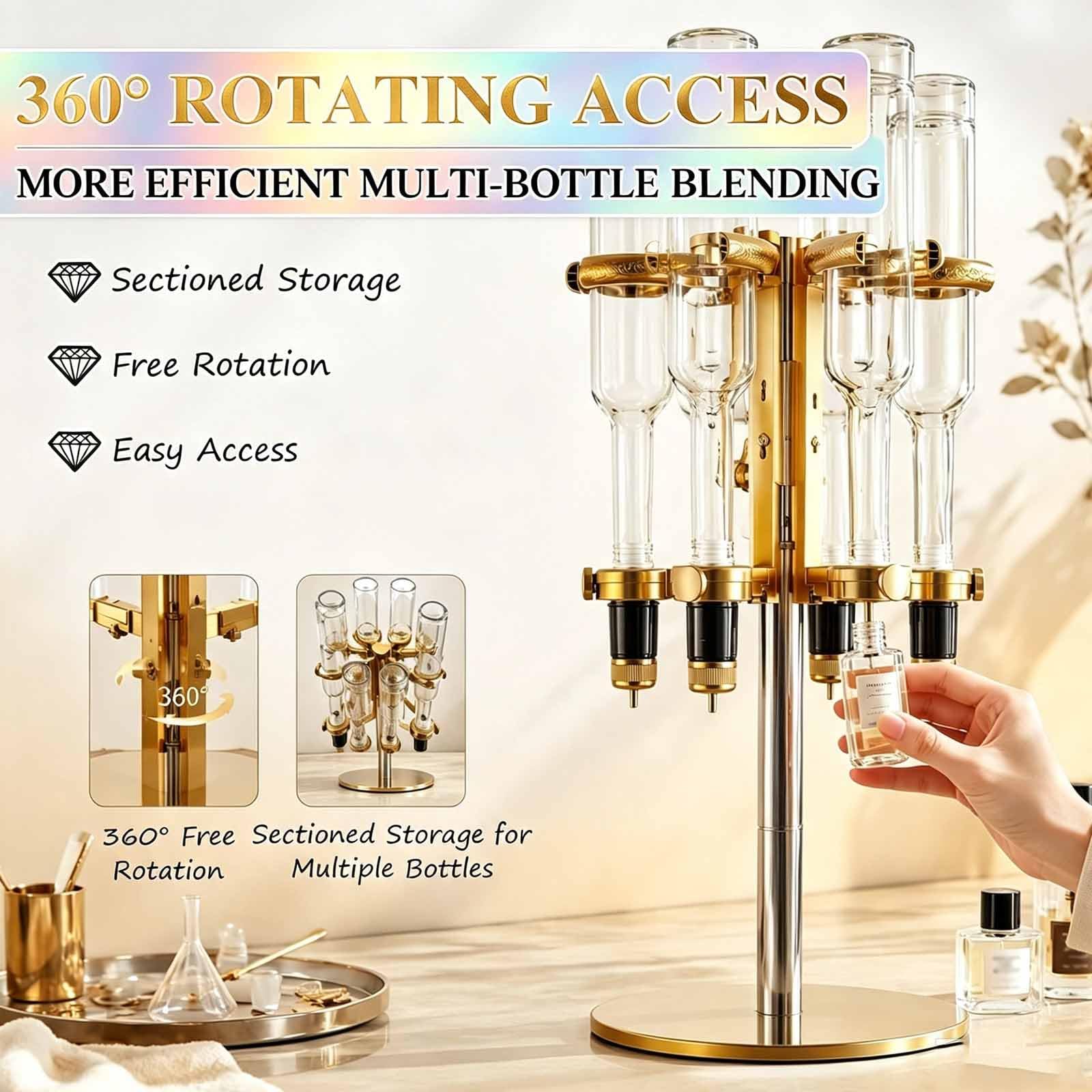Maszyna Do Napełniania Perfum Z 6 Głowicami Pompowymi, Stacja Dozująca Perfumy W Płynie O Pojemności 375 Ml / 500 Ml, Obrotowy Stojak 360° I Wydajne Napełnianie, Niezależne Przechowywanie Null