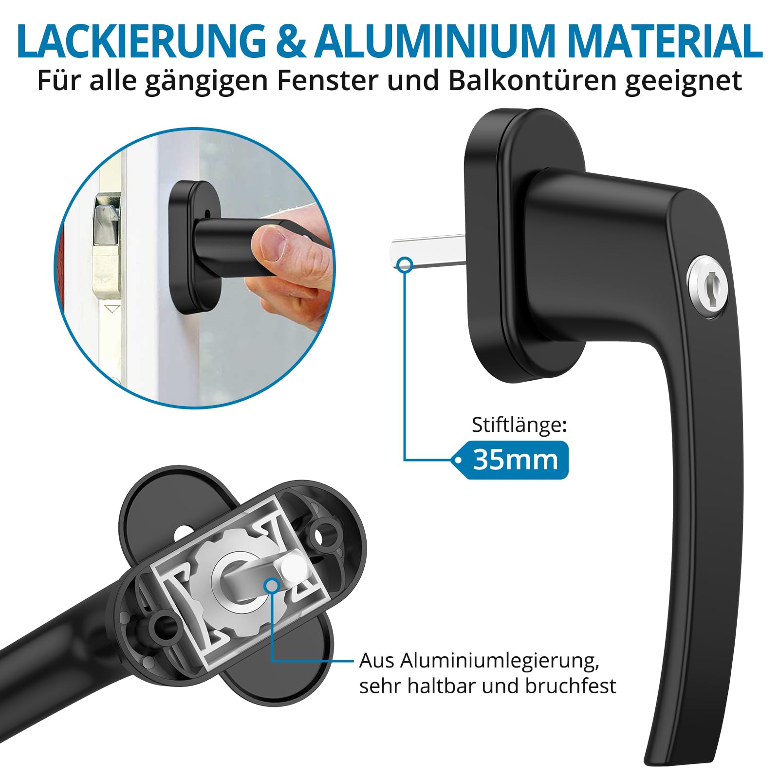 Ventana De Ventana Bloqueable Manija De Aluminio Clave De Aluminio Ninos Marrones 16x 90481630