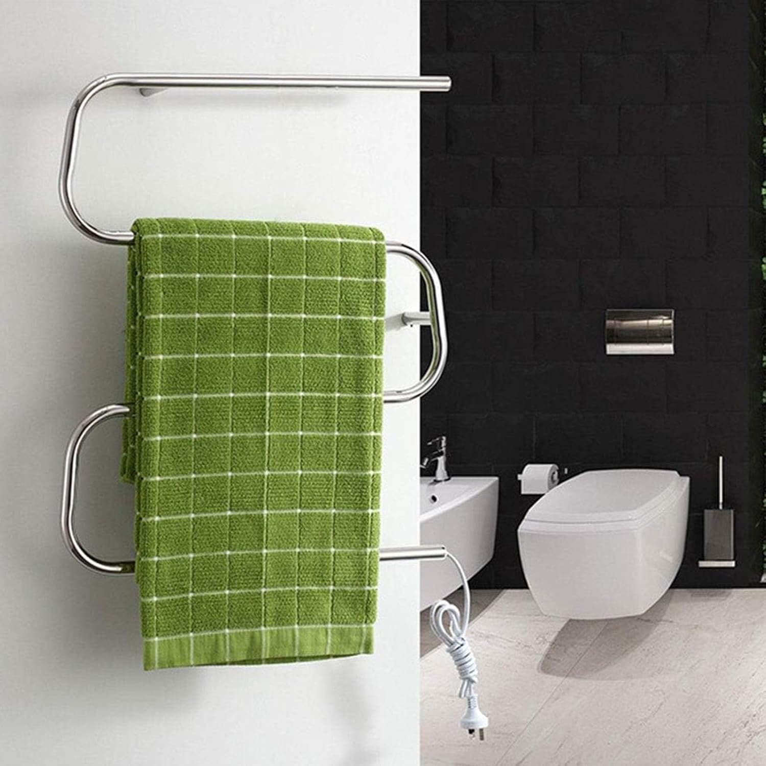 Heated Towel Racks for Bathroom, Stainless Steel Electric Towel Warmer 4 Bars, Hot Towel Drying Racks Wall Mounted with Intelligent Thermostatic Control,Hardwired