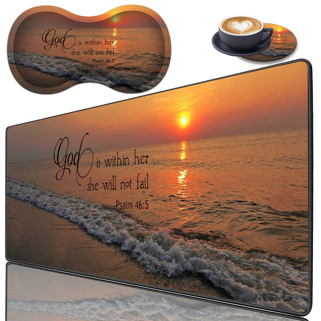 Bible Verse Mouse Pad Set - Wrist Rest & Coaster -10