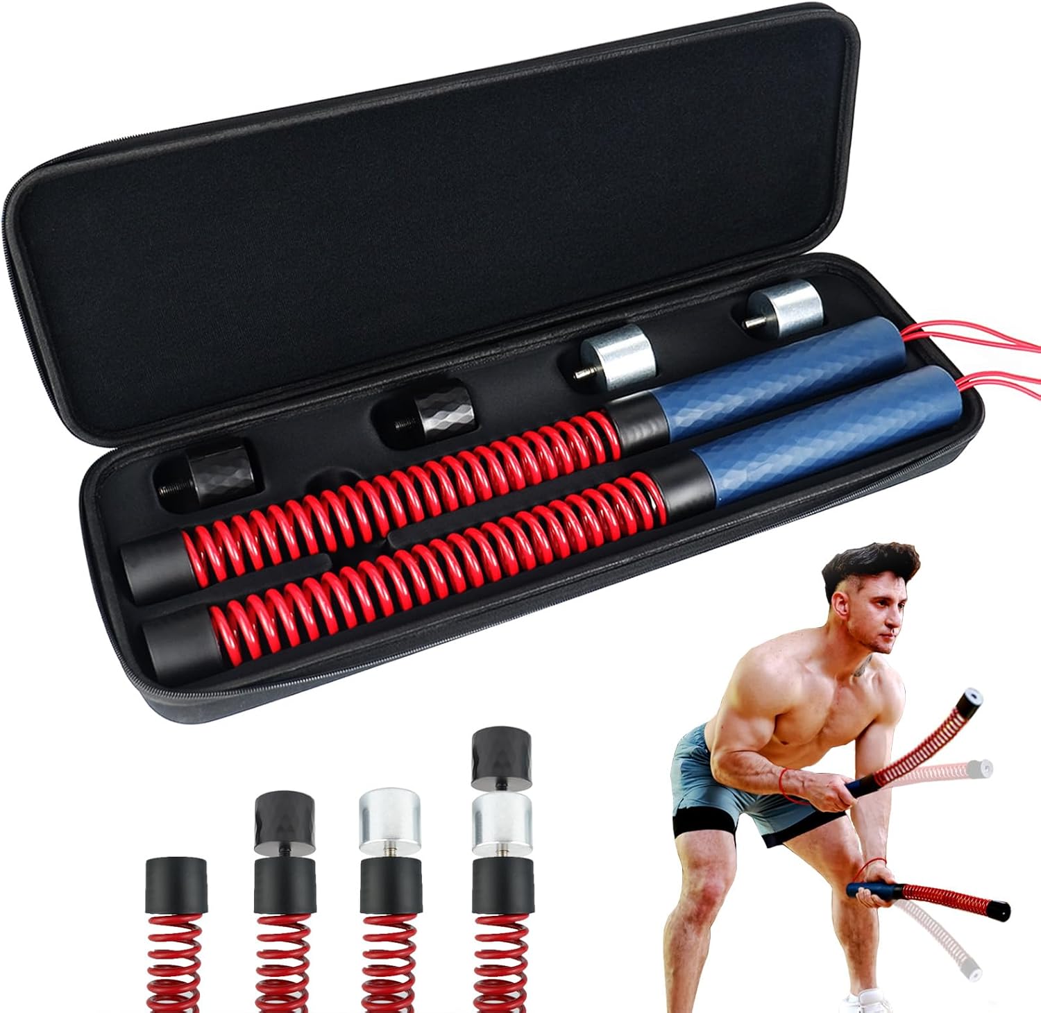 KINEOZ Ropeless Battle Ropes: 4 Adjustable Weights, Portable HIIT Cardio Strength Training for Home Gym Workouts