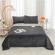 3Pcs Velvet Flannel Quilt Bedspread Pillow Shams for Single Double Bed Reversible Deep Gray Coverlet Bed Cover Set Pillowcases,Bedding