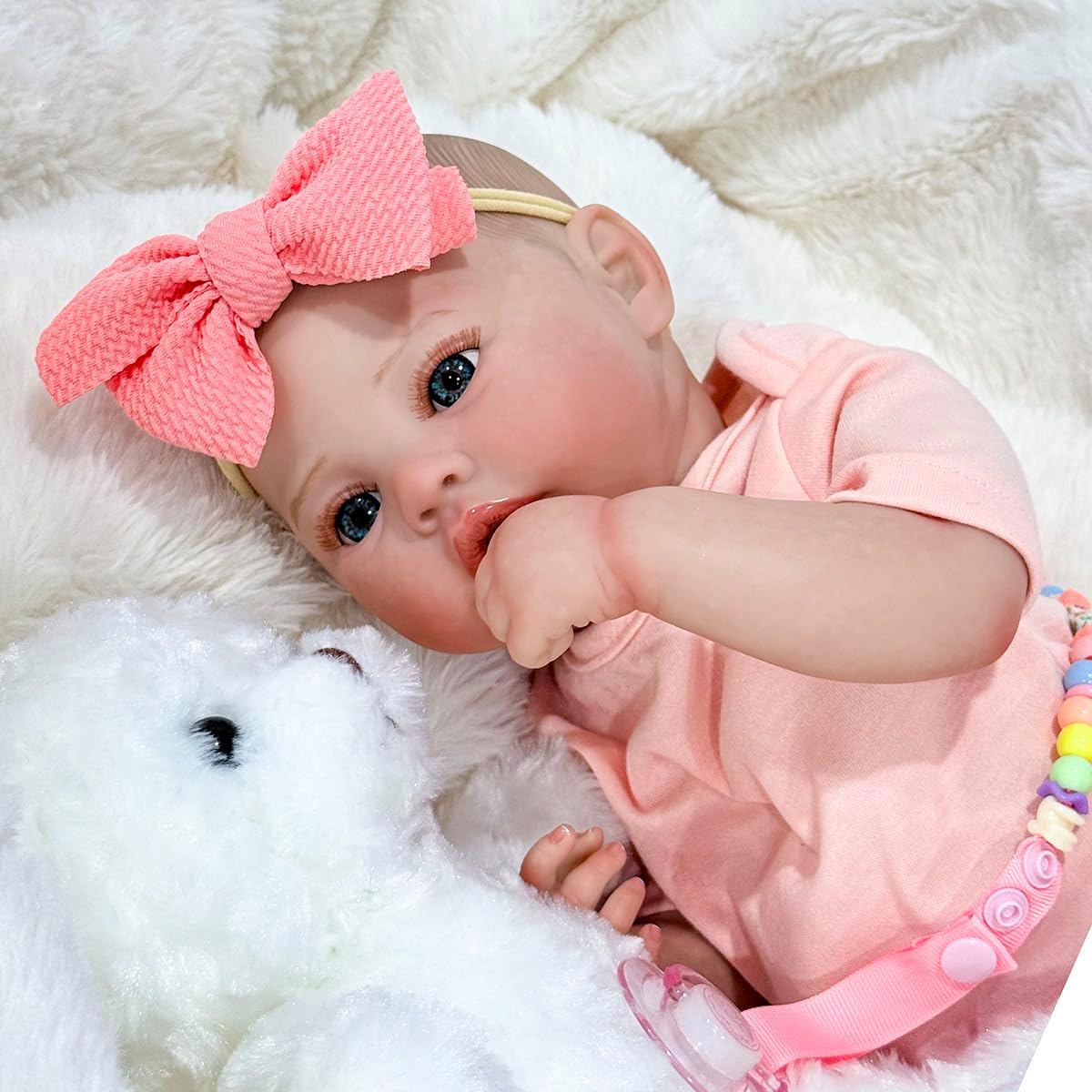 Boneca Bebe Reborn Corpo de Silicone Menina Realista Pintado Original Pode dar banho (Menina Rosa)