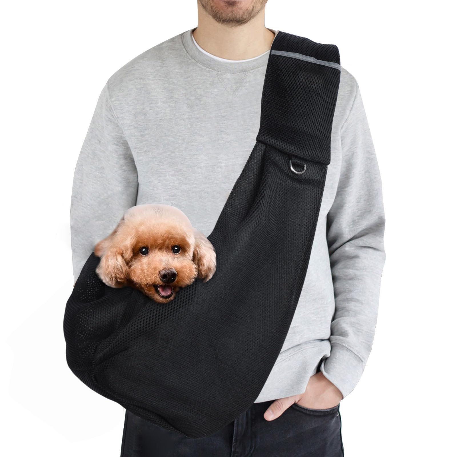Dog Sling Carrier Lightweight Puppy Carrier Sling Breathable and Comfortable Pet Sling for Small Dogs and Cat Sling Pet Travel Bag for Walking Travel Outdoor Subway Black